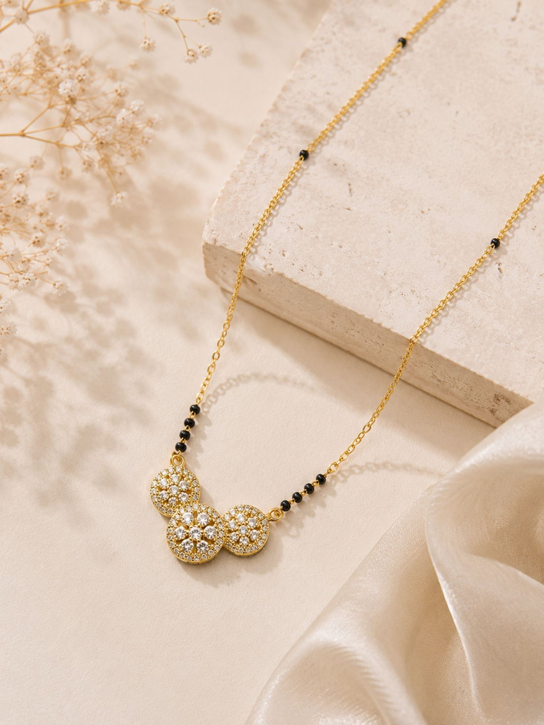 American Diamond Round Mangalsutra in Gold Plating – Daily Wear | Abdesigns