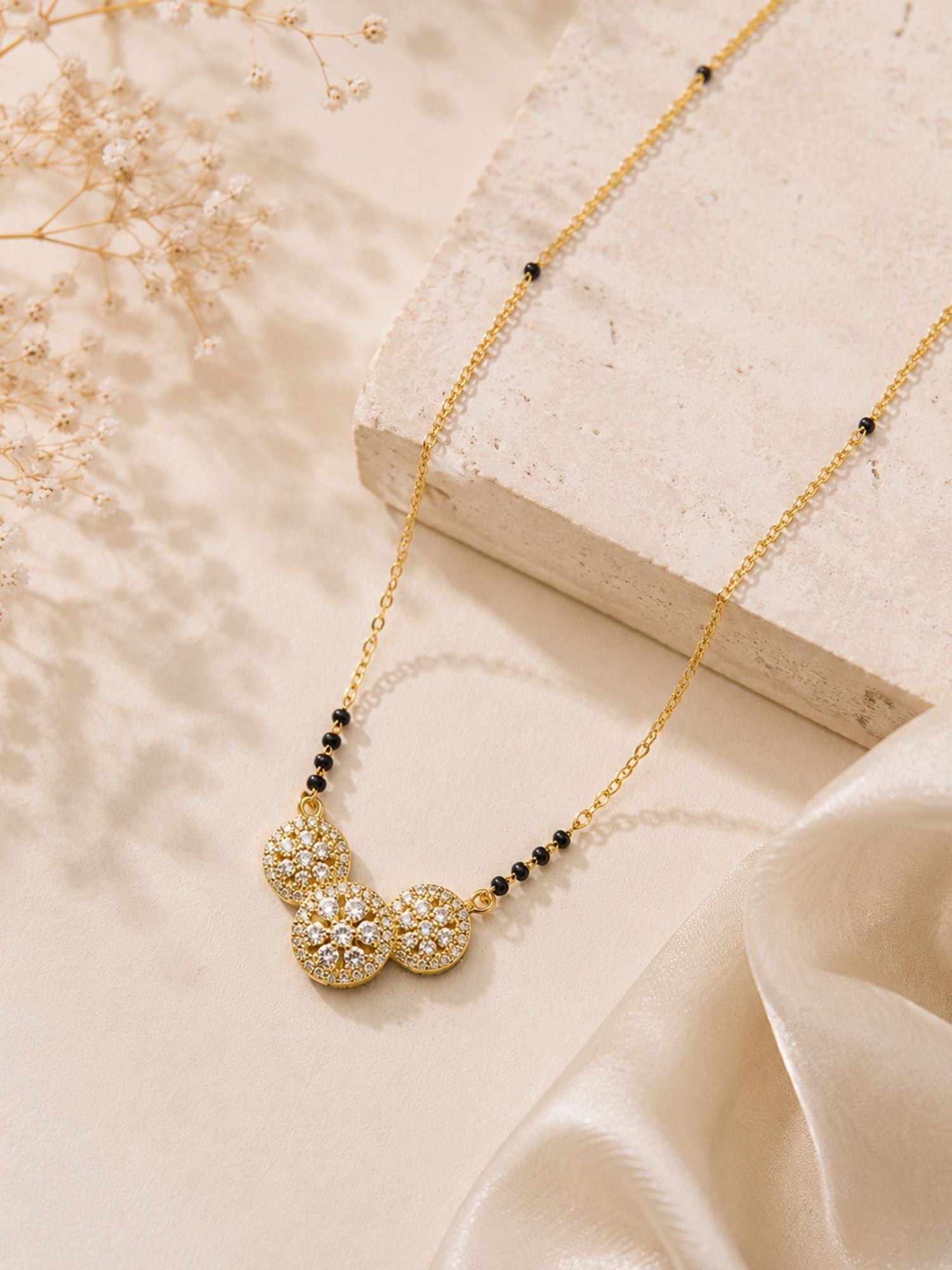 American Diamond Round Mangalsutra in Gold Plating – Daily Wear | Abdesigns