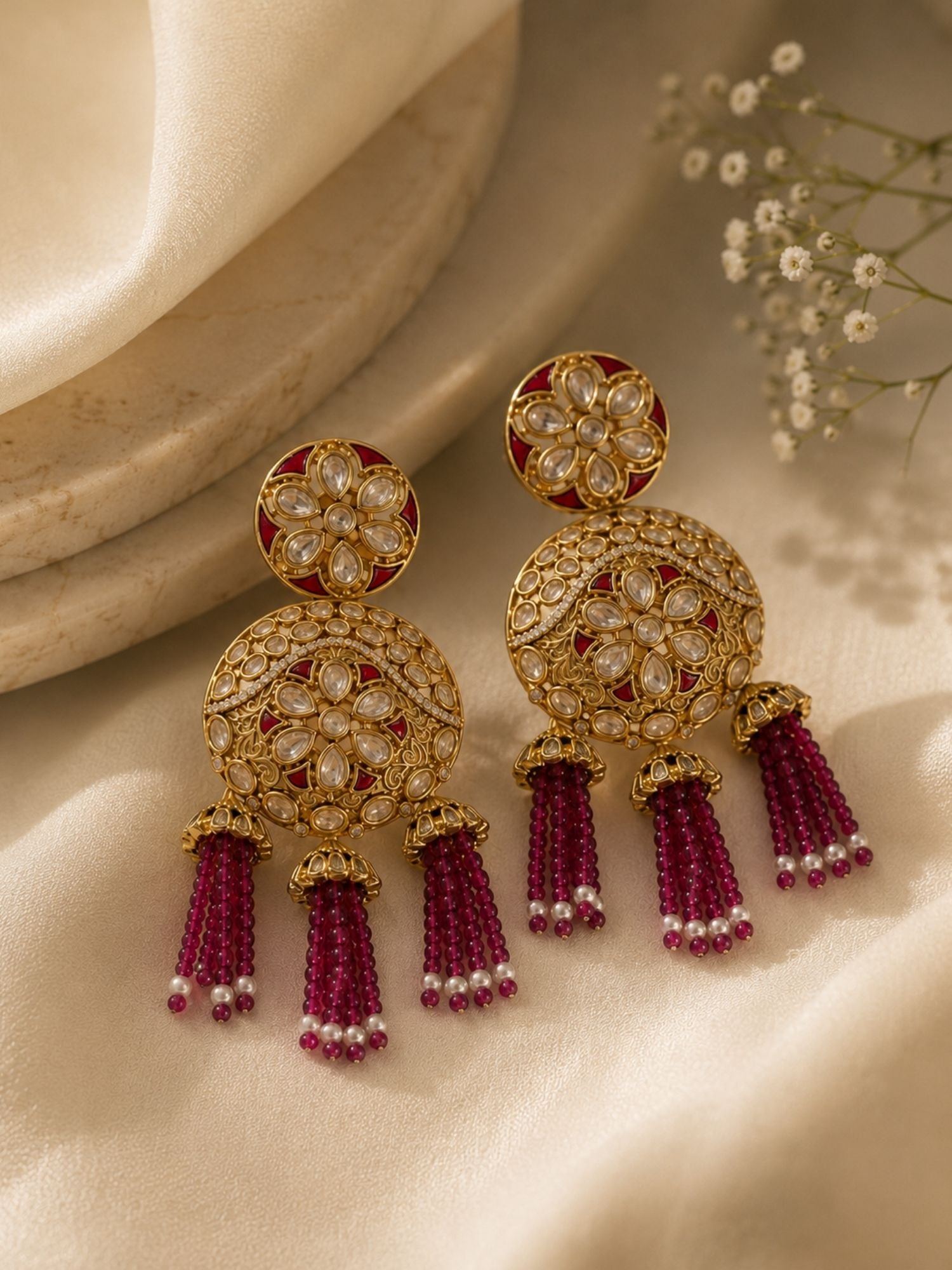 Kundan Tassel Earrings in Gold Finish – Festive Wear | Abdesigns Jewellery