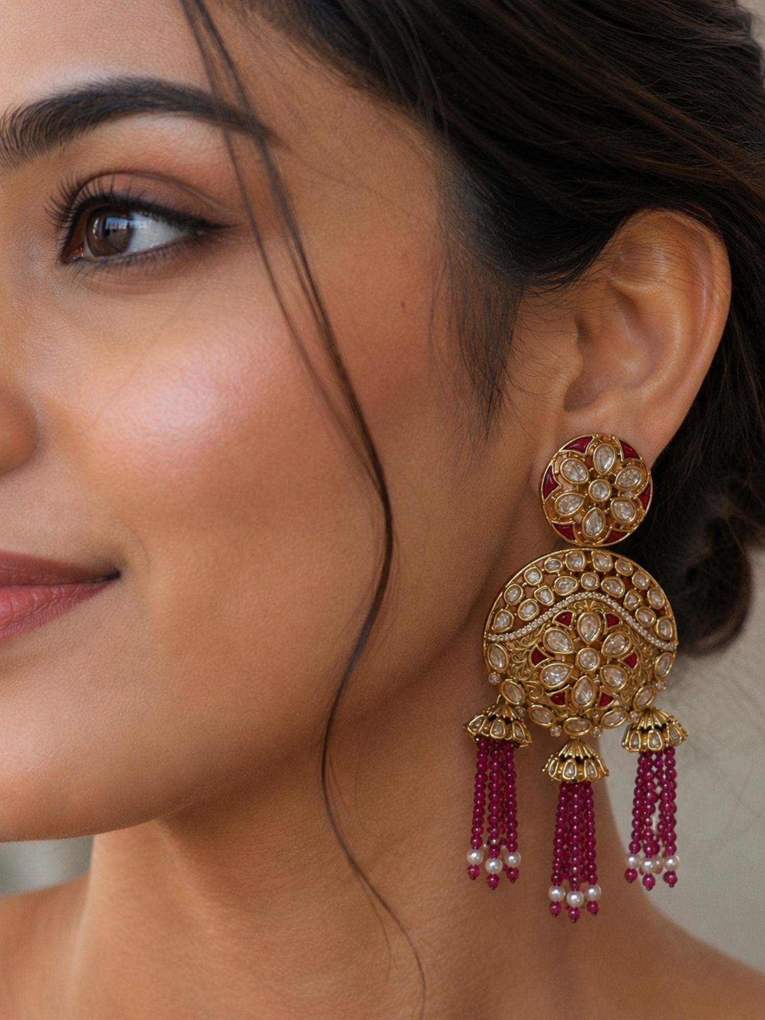 Kundan Tassel Earrings in Gold Finish – Festive Wear | Abdesigns Jewellery