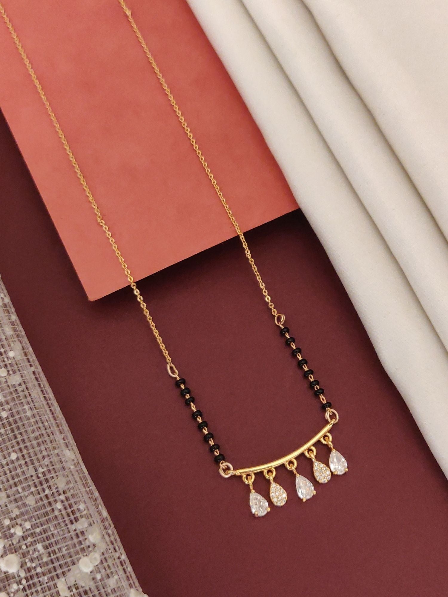 Abdesigns RoseGold Plated American Diamond Mangalsutra