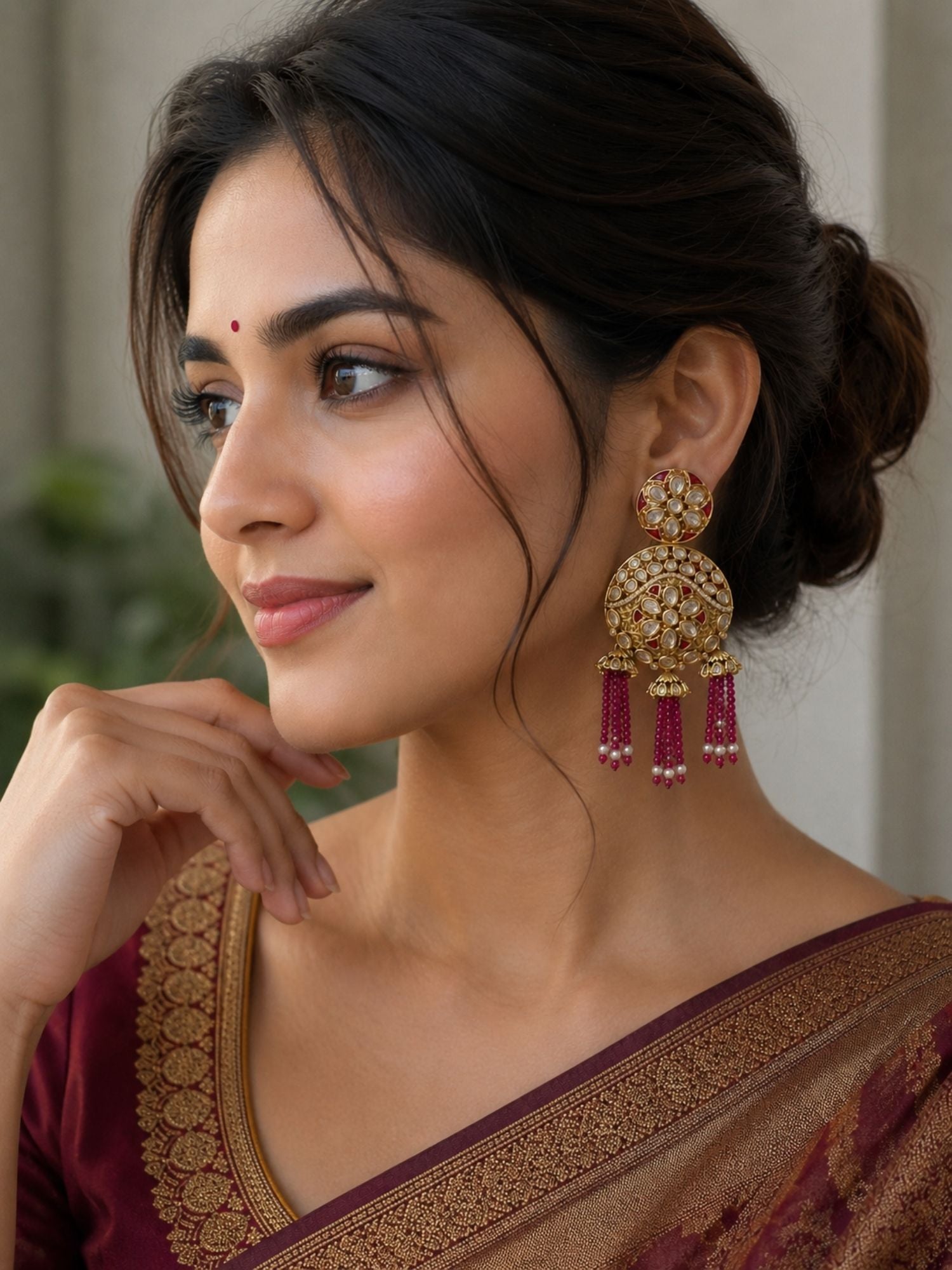 Kundan Tassel Earrings in Gold Finish – Festive Wear | Abdesigns Jewellery