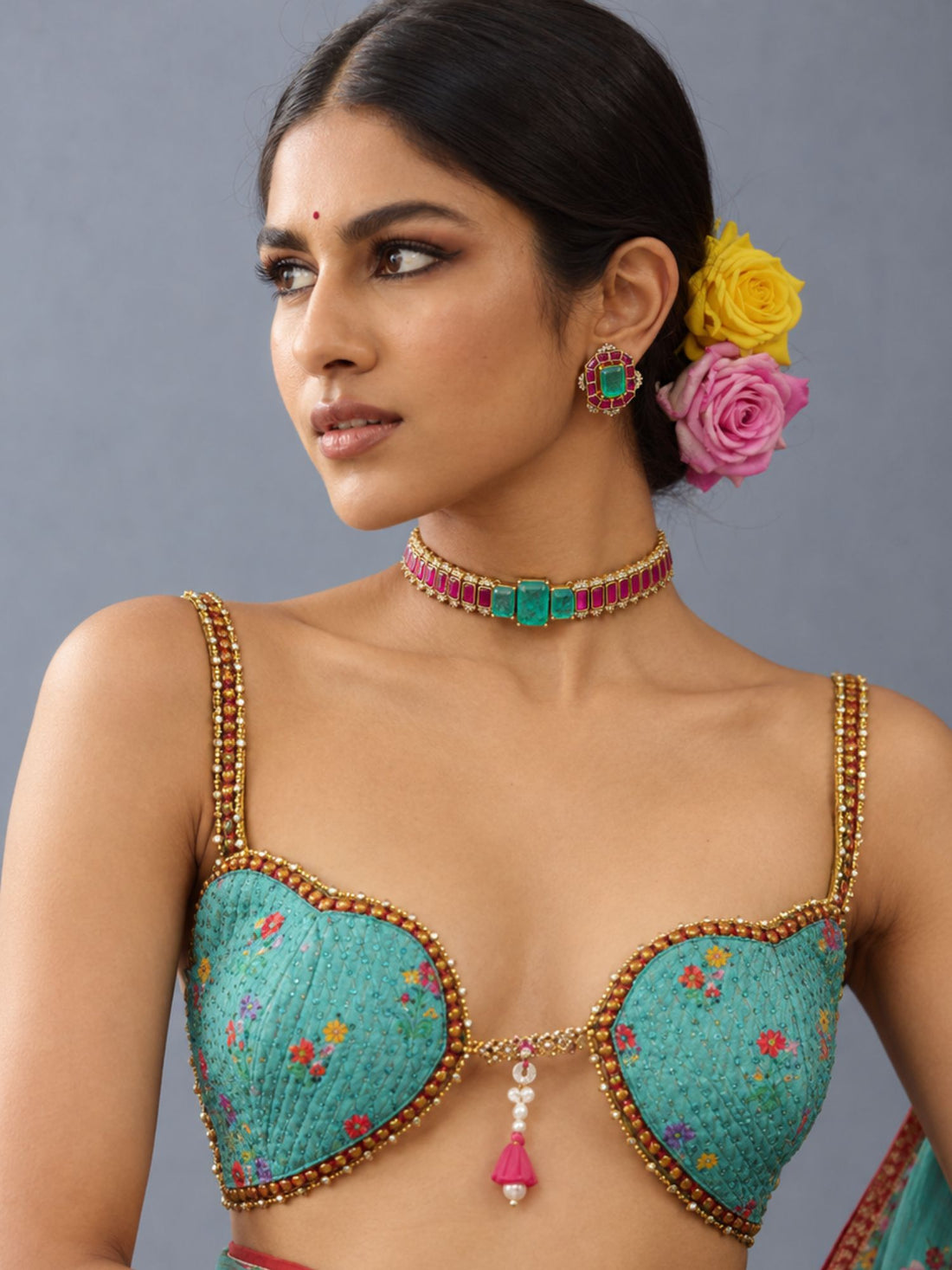 Gold Plated Kundan Stone Choker Necklace Set | Abdesigns Jewellery