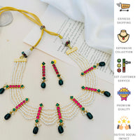 Thumbnail for Multicolour Pachi Kundan Choker Necklace Set