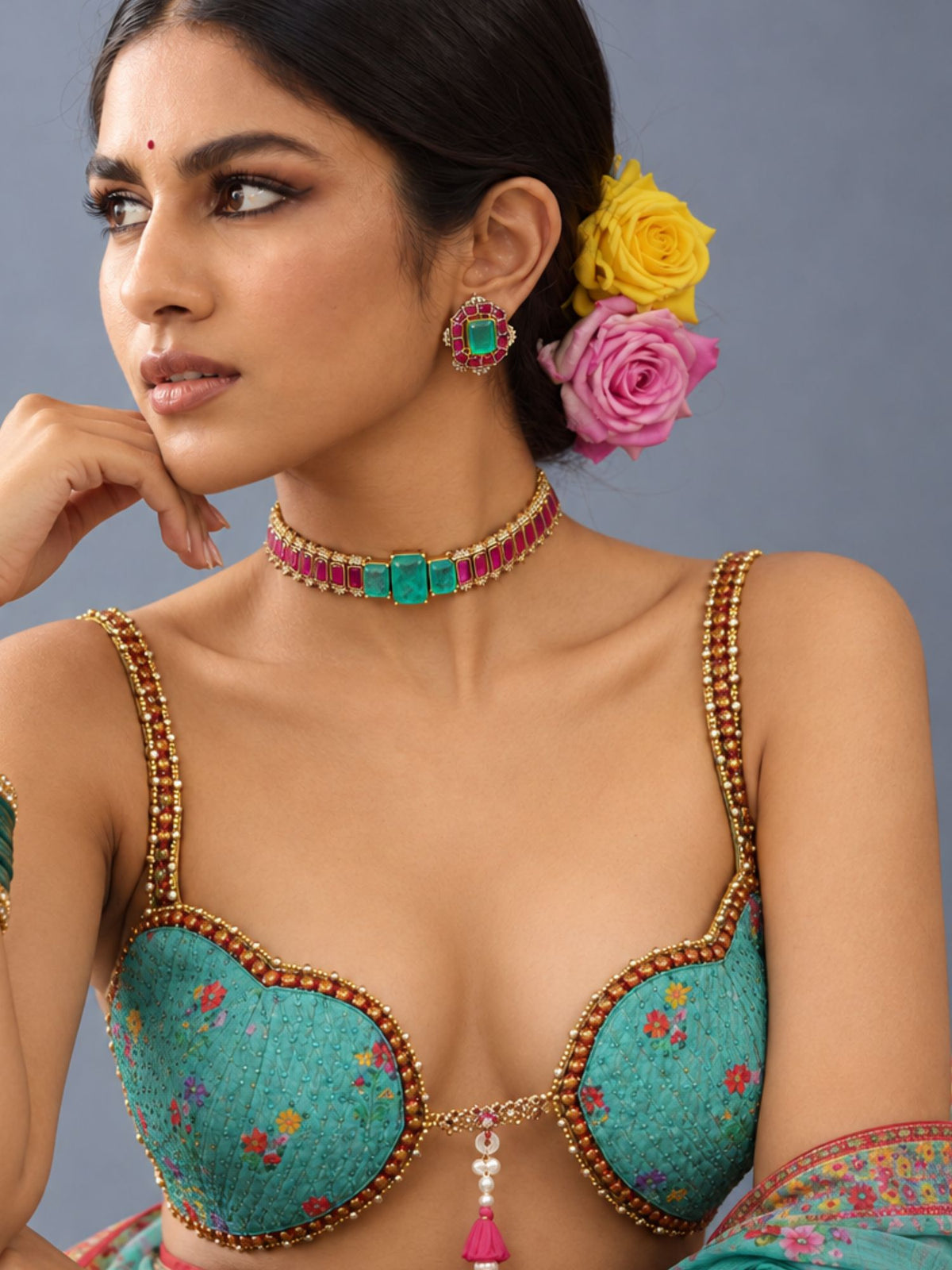 Kundan Stone Choker Necklace Set Gold Plated | Abdesigns Jewellery