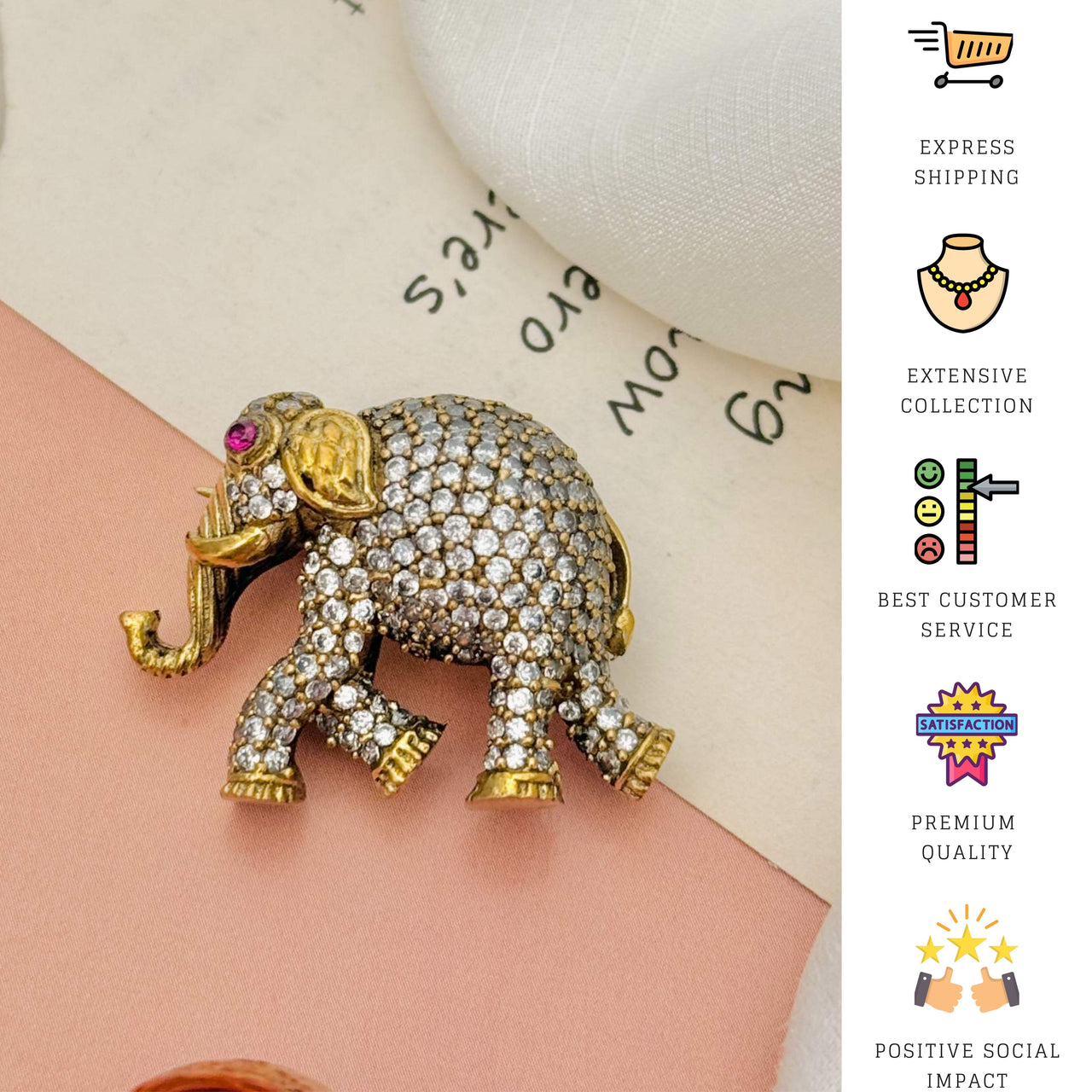 Cute Elephant Style Gold Plated Men Brooch Pin