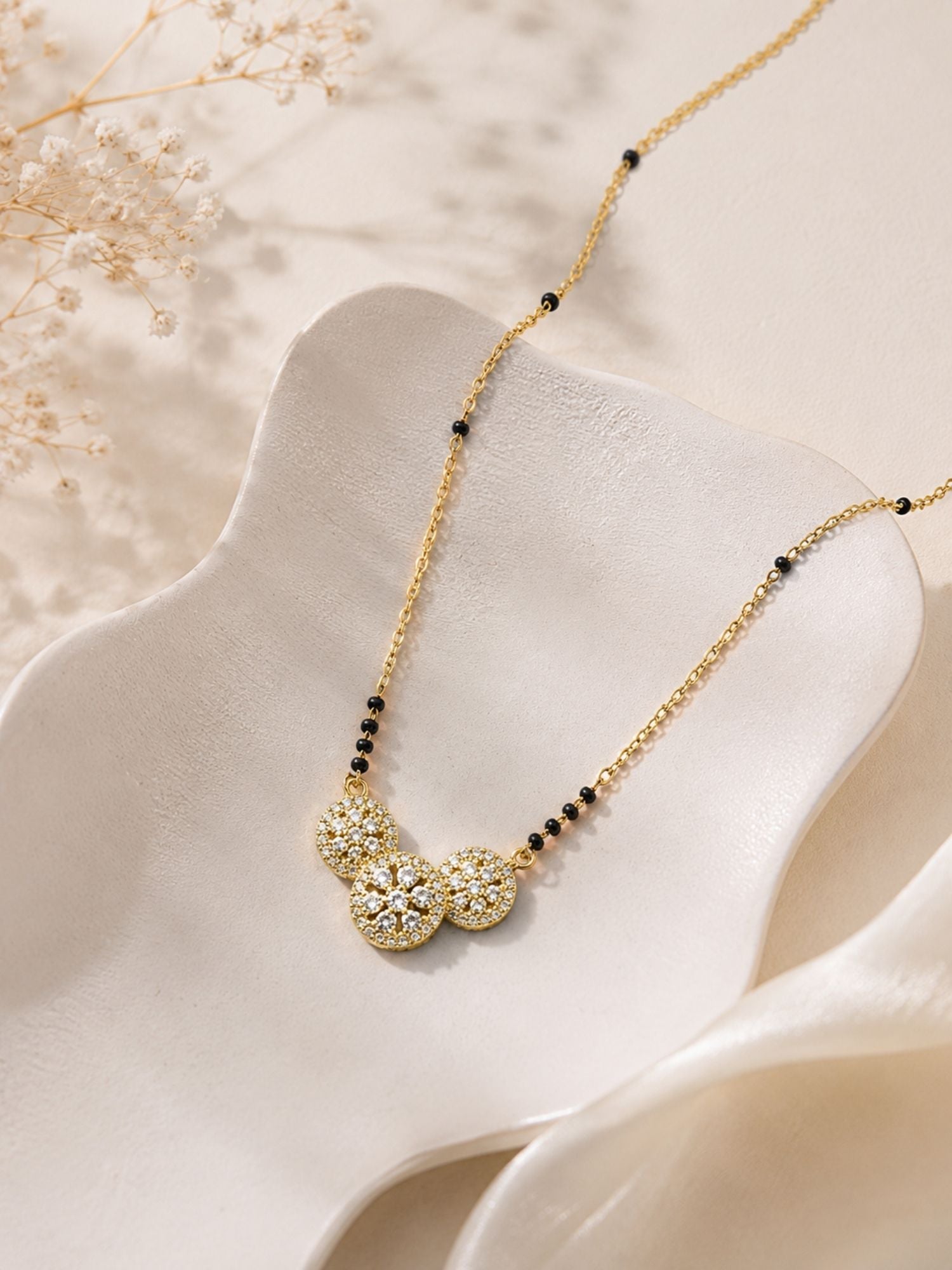 American Diamond Round Mangalsutra in Gold Plating – Daily Wear | Abdesigns