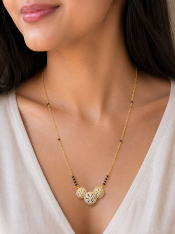 American Diamond Round Mangalsutra in Gold Plating – Daily Wear | Abdesigns