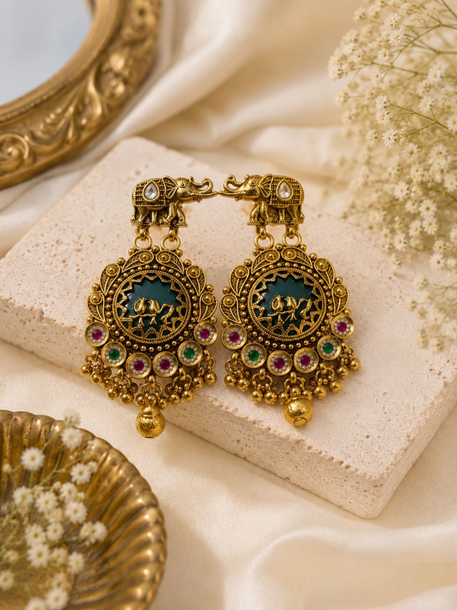 Temple Necklace Set in Gold Plating – Bridal | Abdesigns