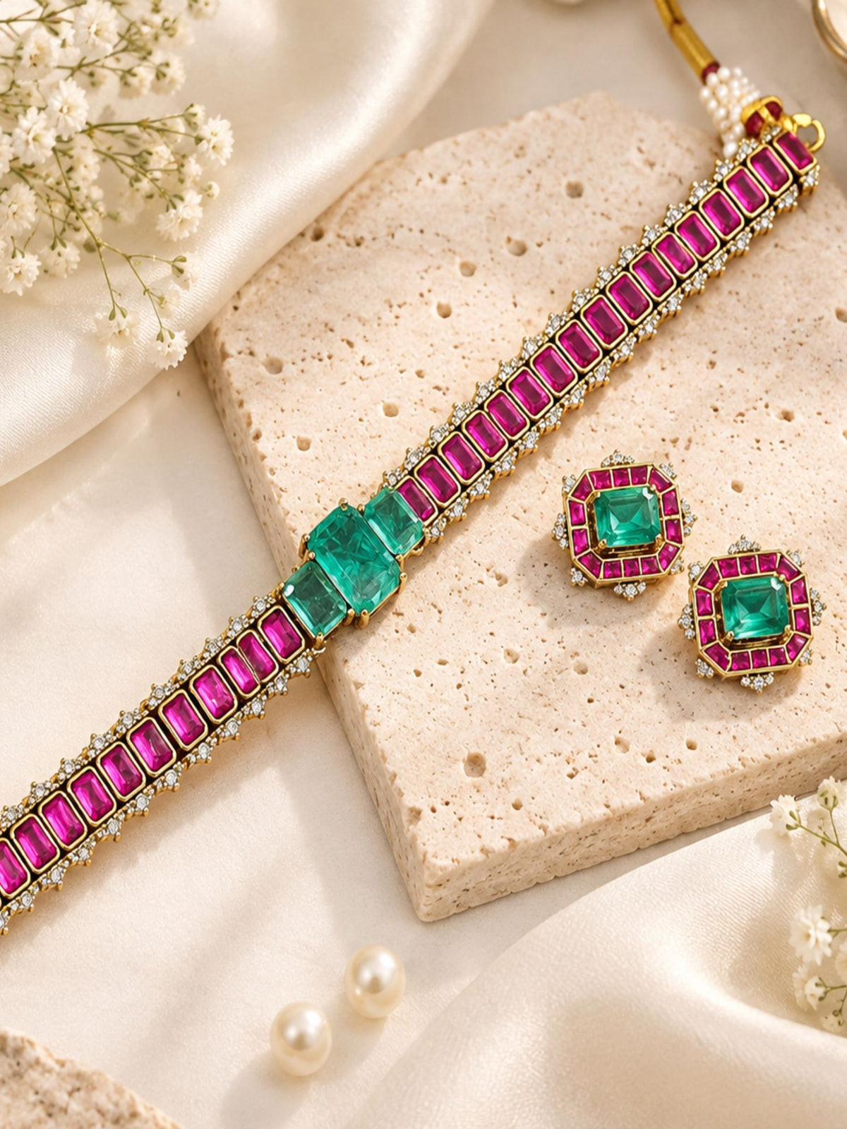 Kundan Stone Choker Necklace Set Gold Plated | Abdesigns Jewellery