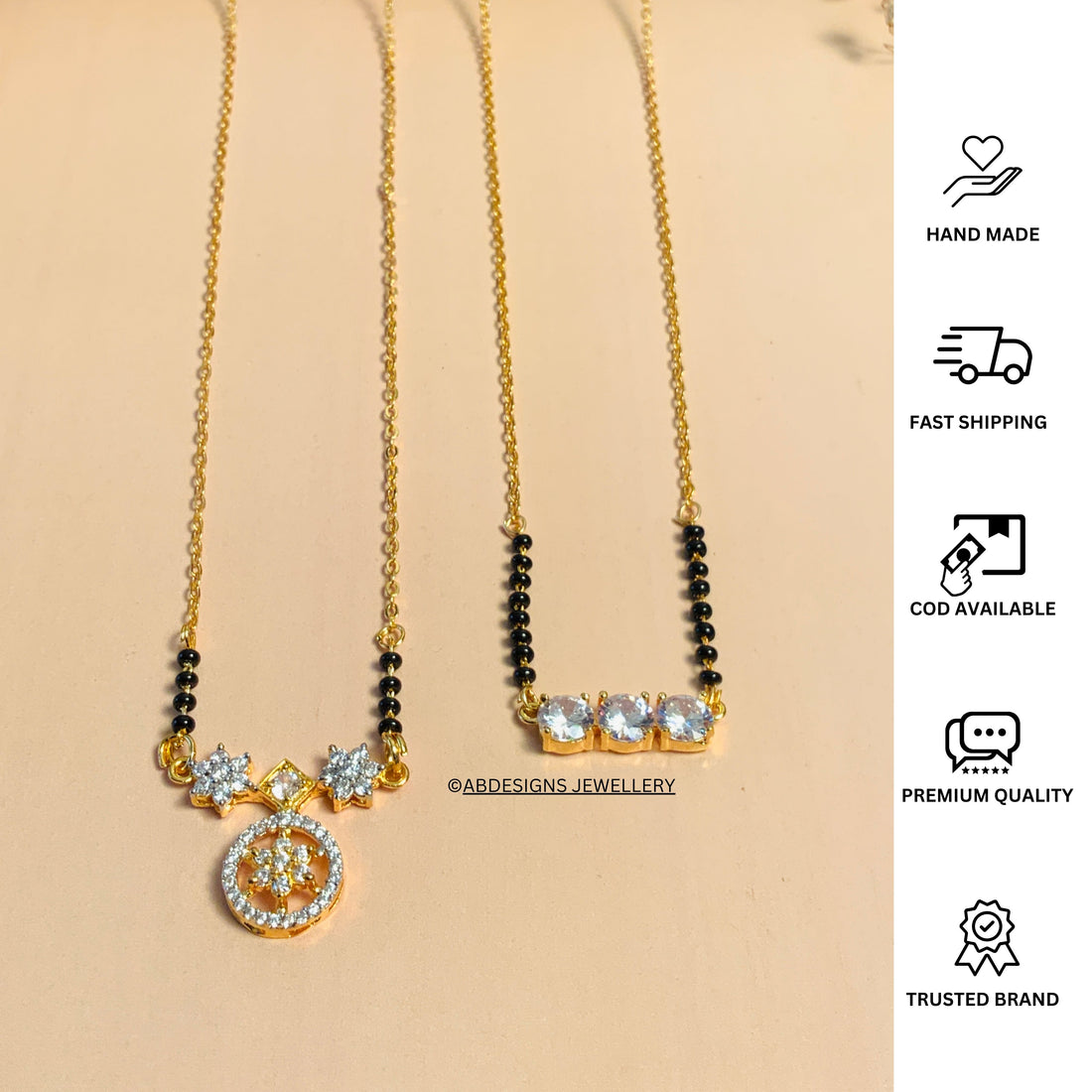 Mesmerizing Gold Plated American Diamond Mangalsutra Combo