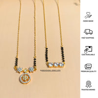 Thumbnail for Mesmerizing Gold Plated American Diamond Mangalsutra Combo