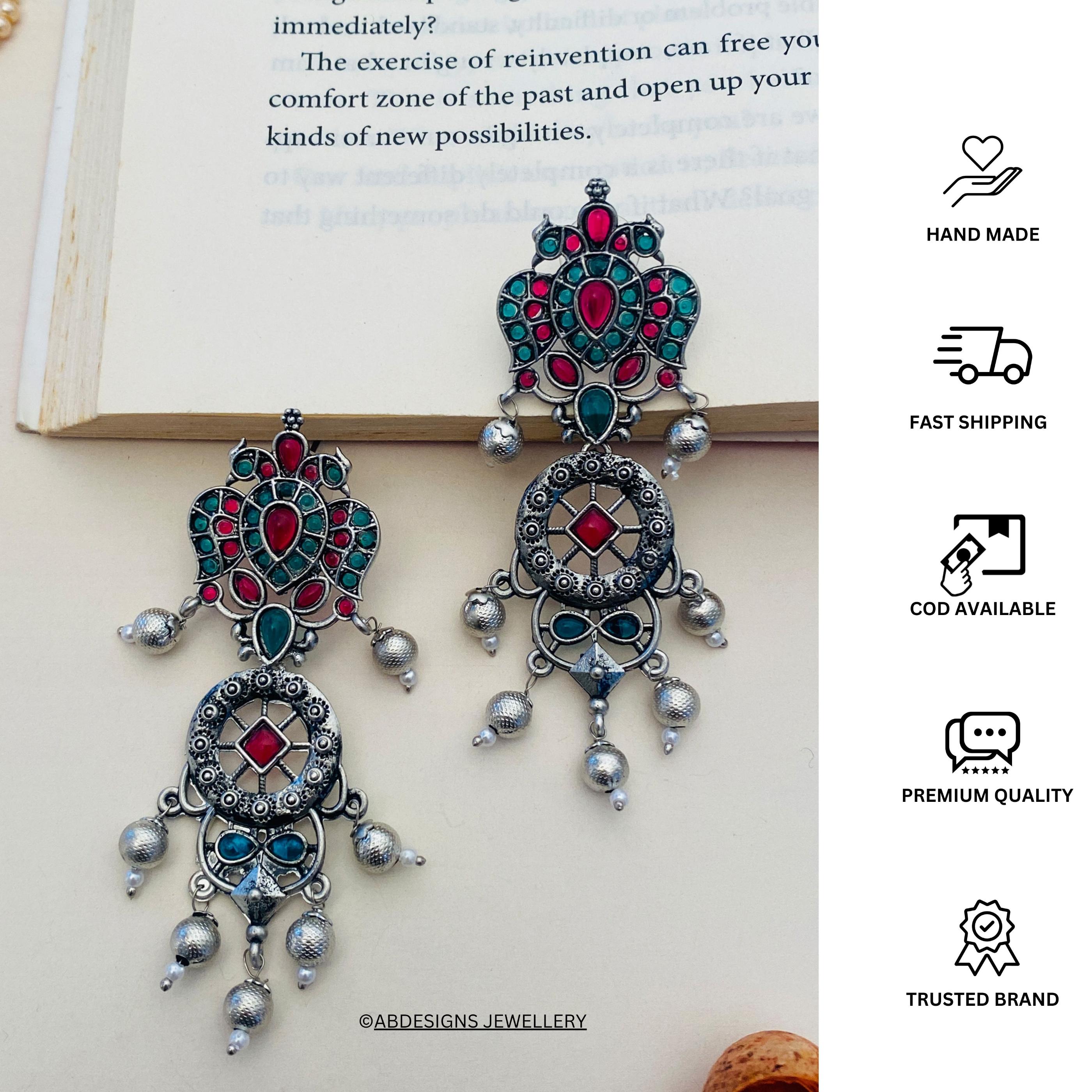 Glamorous High Quality German Silver Earrings - Abdesignsjewellery