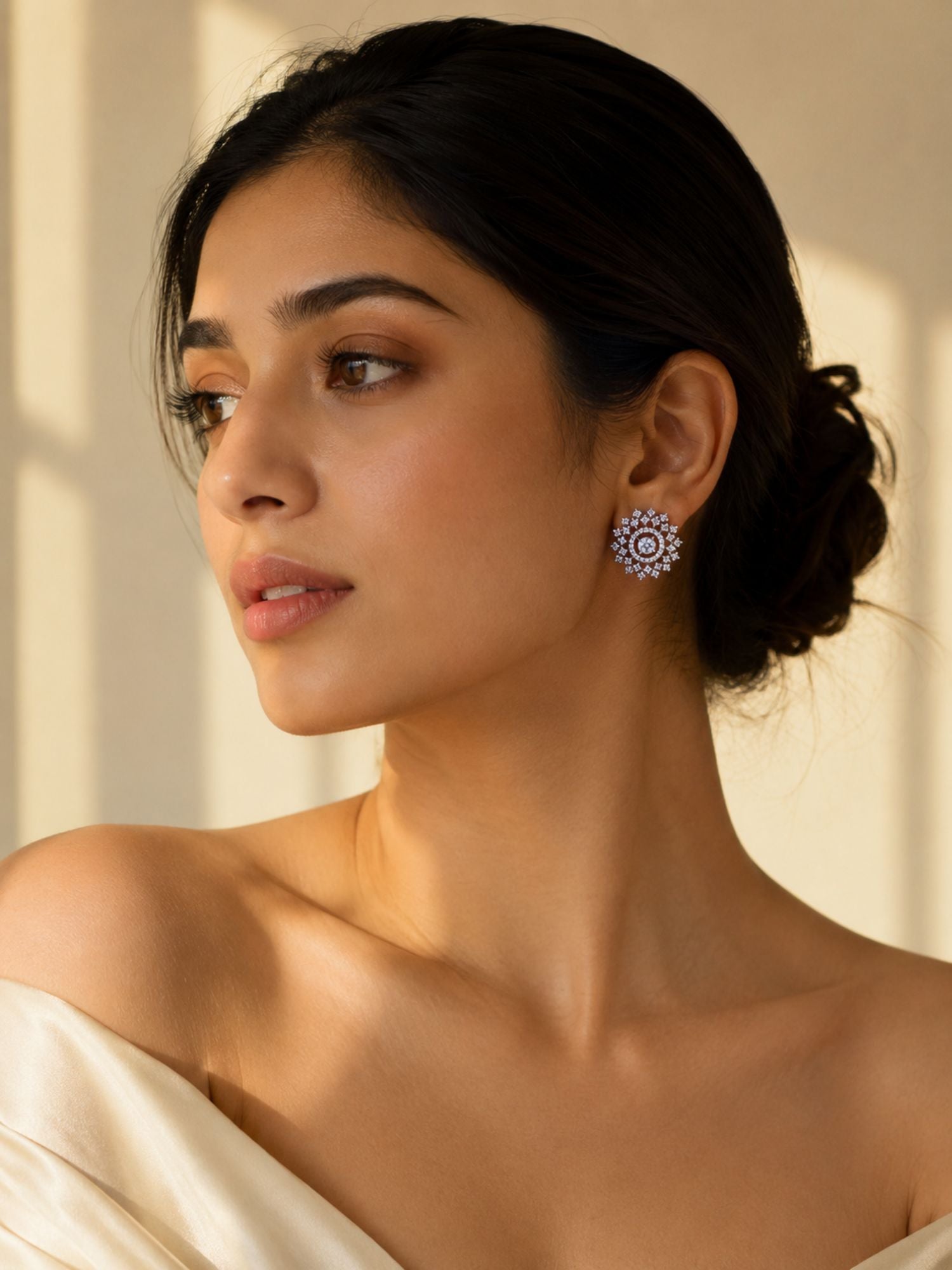 American Diamond Stud Earrings – Dual Finish | Abdesigns