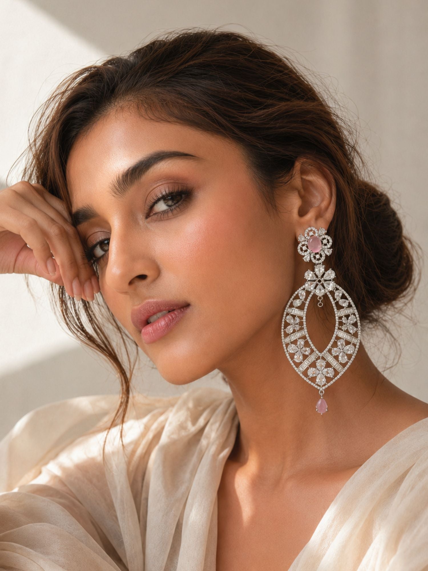 Crystal Floral Statement Earrings | Abdesigns