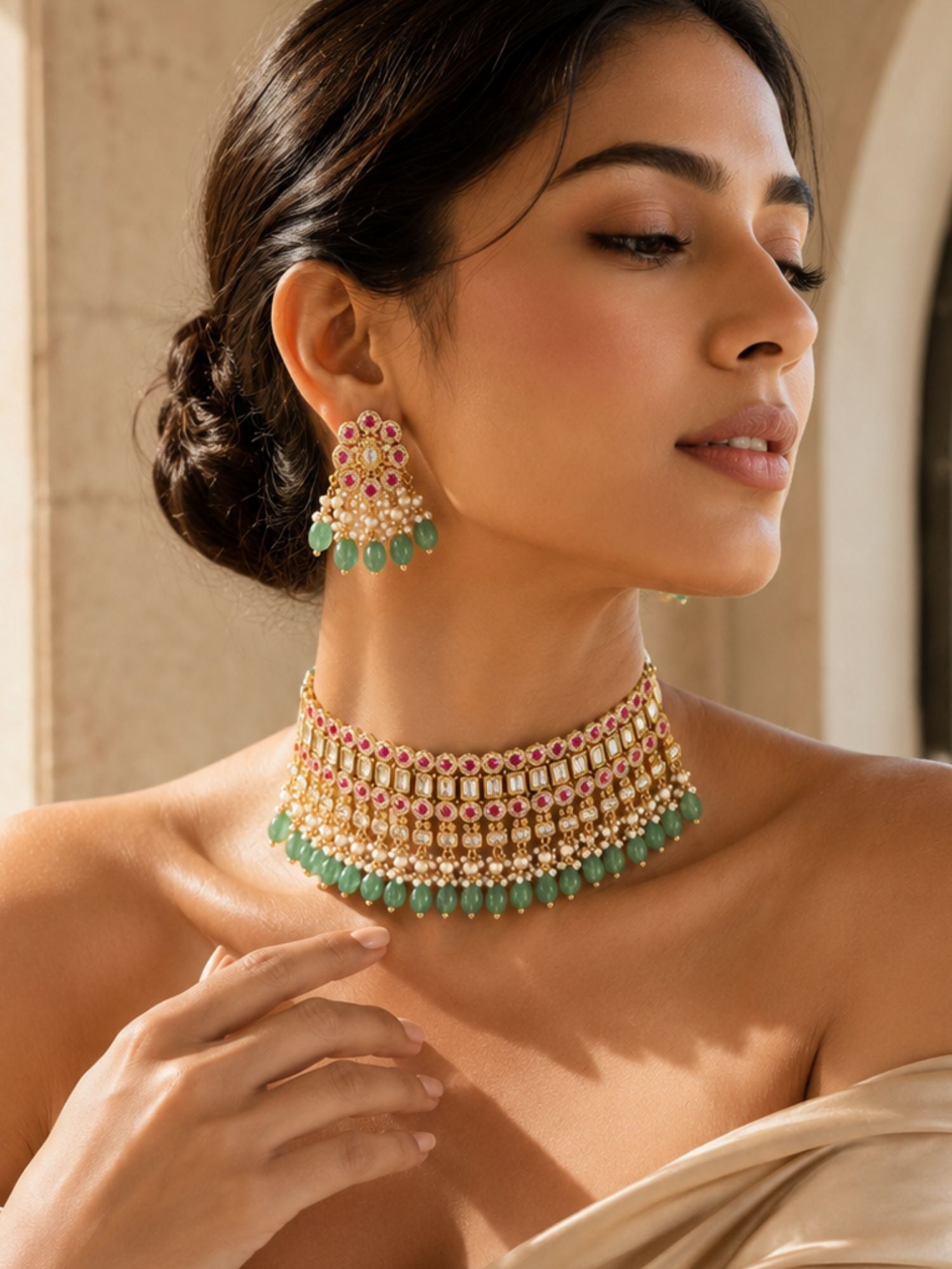 Abdesigns Antique Polki Choker Necklace Set