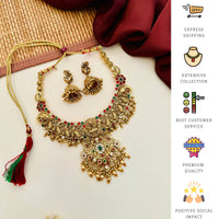 Thumbnail for Mesmerizing Antique Gold Plated Matt Finish Necklace Set