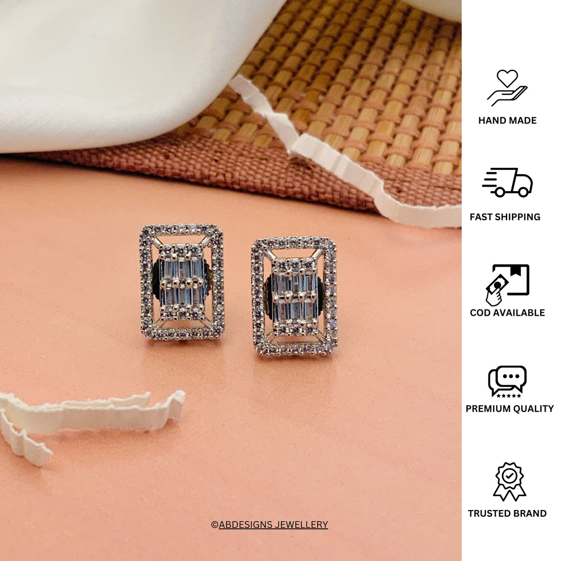 Silver Plated American Diamond Studs