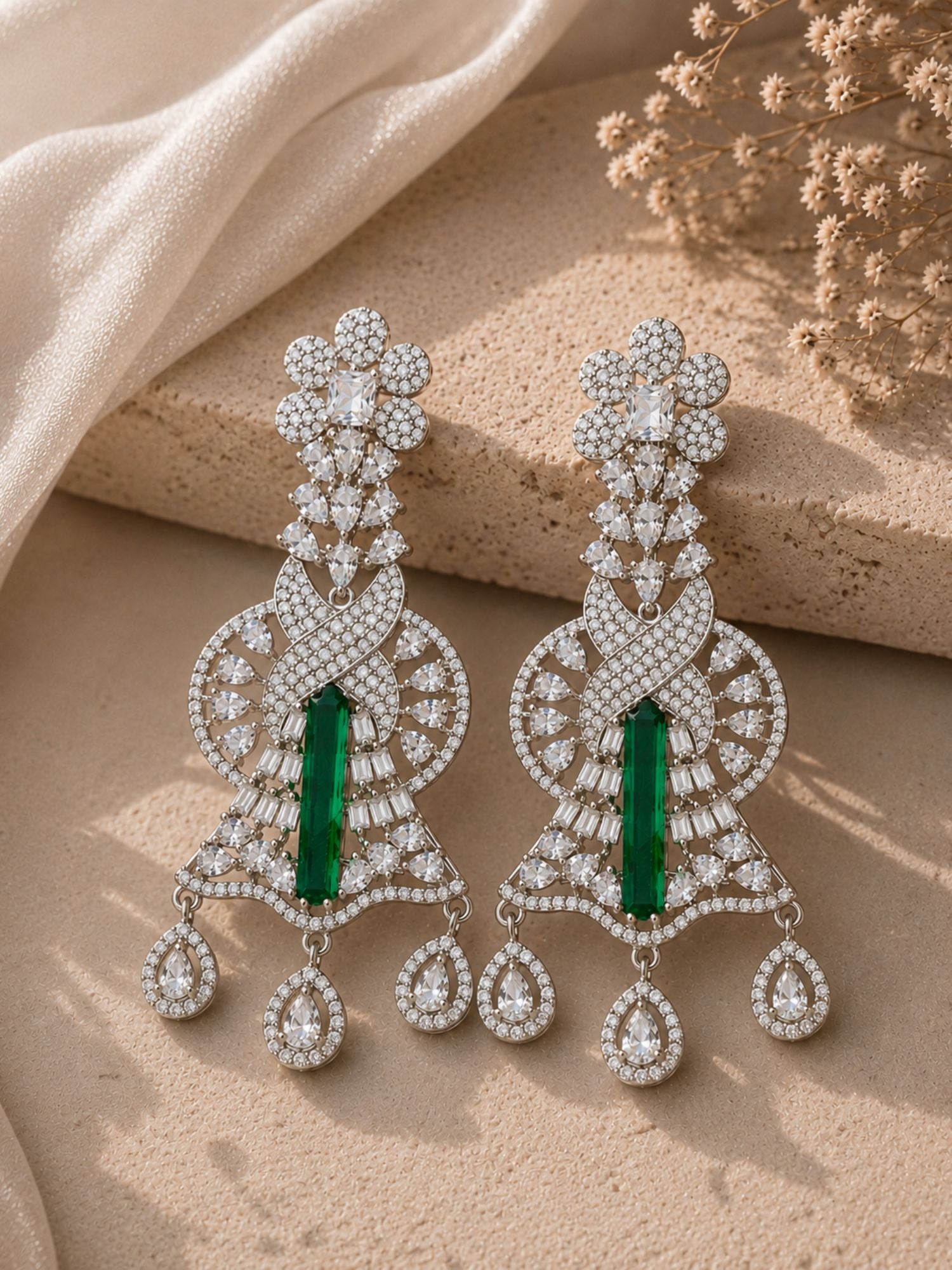 Emerald CZ Statement Earrings | Abdesigns