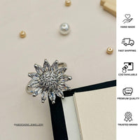 Thumbnail for Timeless Floral CZ Studded Silver Plated Ring - Abdesignsjewellery