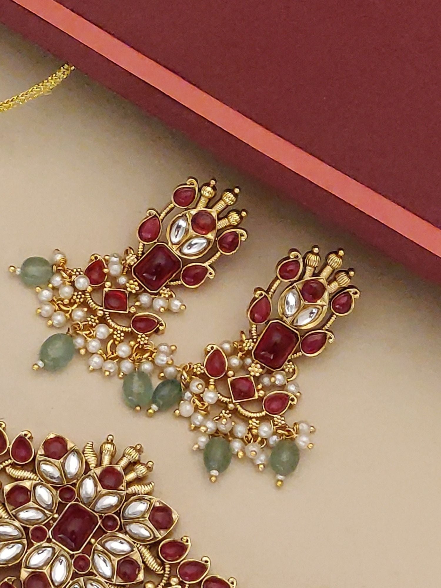 Abdesigns Gold Plated Polki Kundan Necklace Set