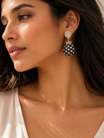 Gold Plated Polki Tear Drop Statement Earrings | Abdesigns Jewellery