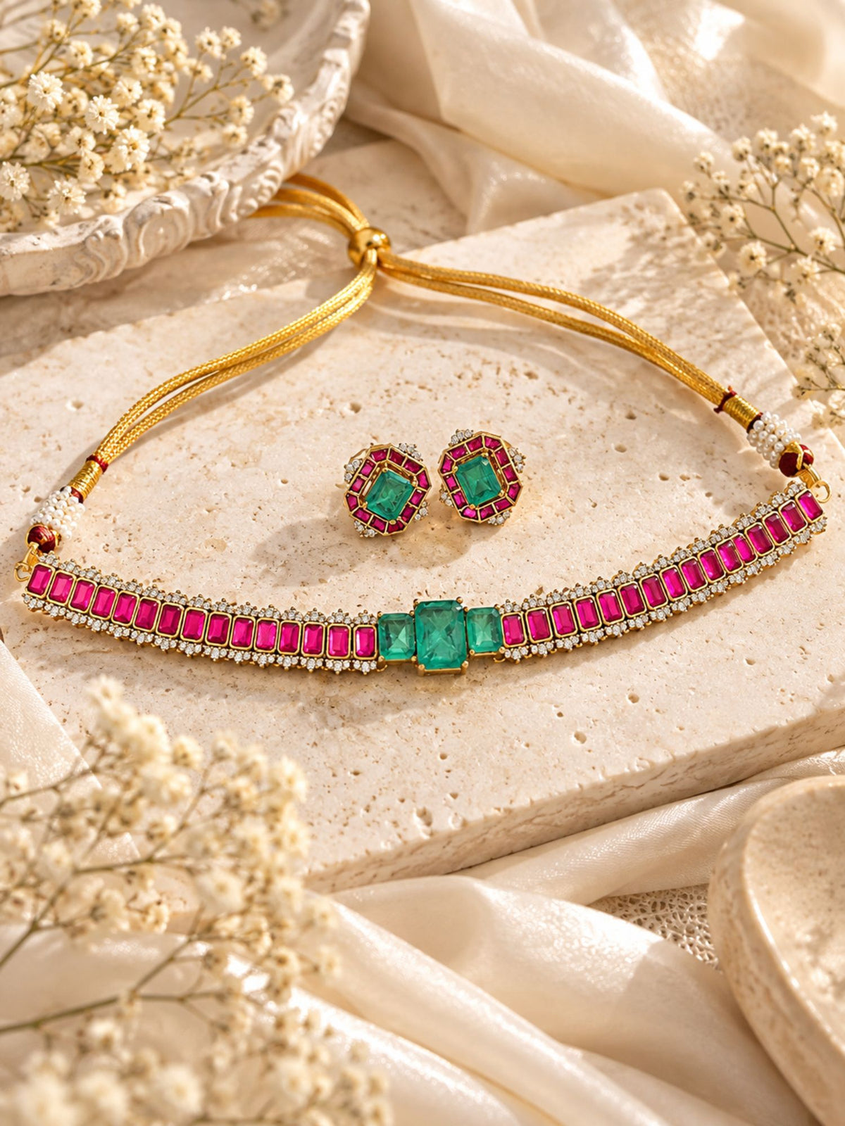Kundan Stone Choker Necklace Set Gold Plated | Abdesigns Jewellery