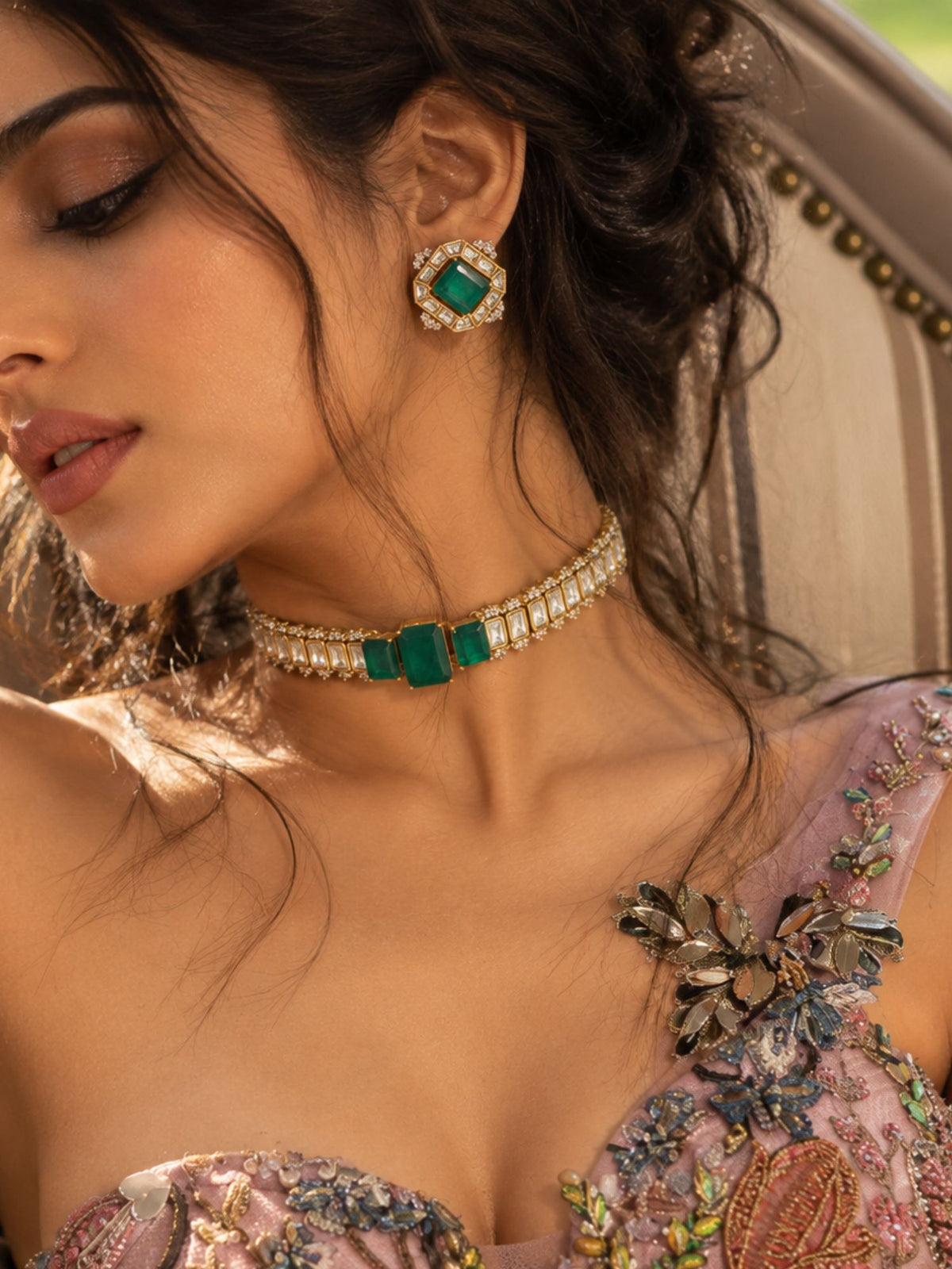 Kundan Stone Choker Necklace Set Gold Plated | Abdesigns Jewellery