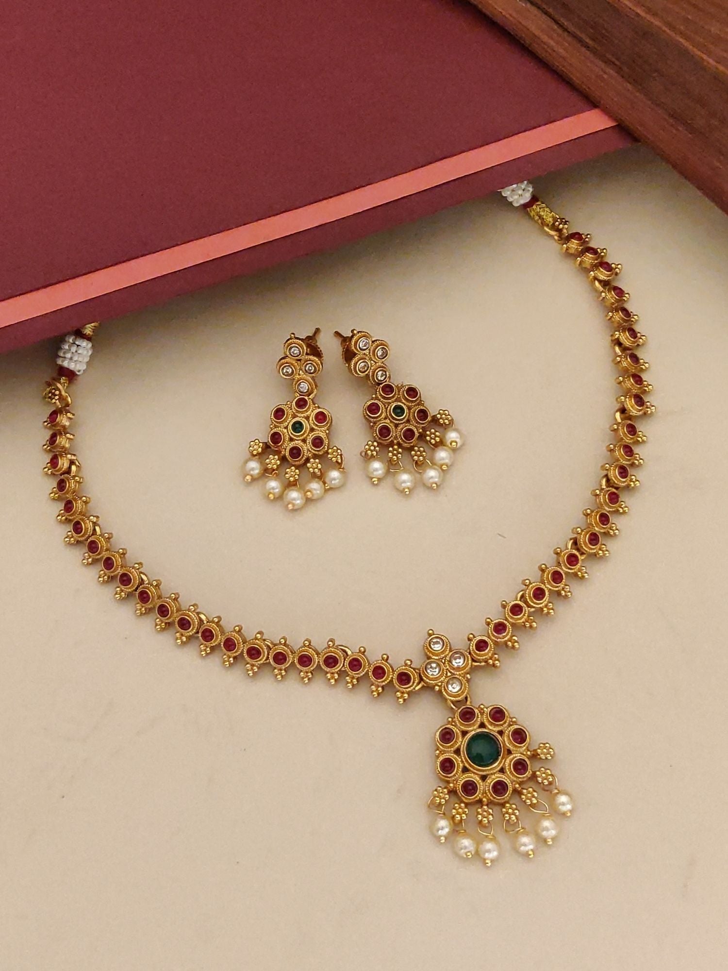 Abdesigns Gold Plated Kempstone Necklace Set
