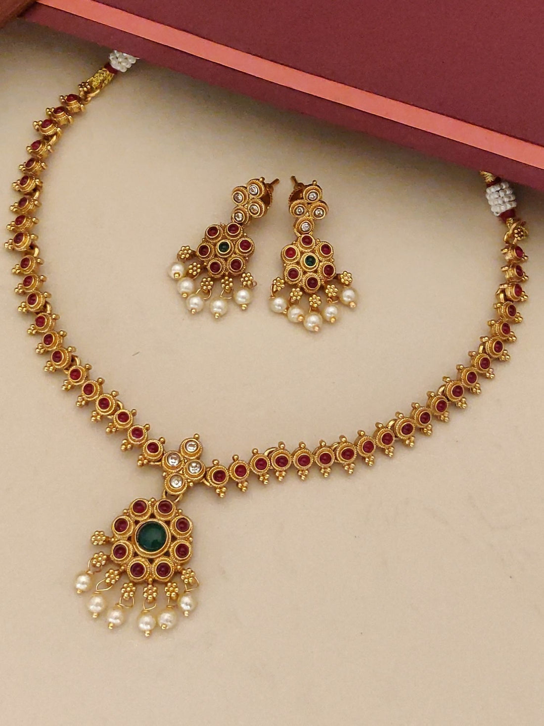 Abdesigns Gold Plated Kempstone Necklace Set