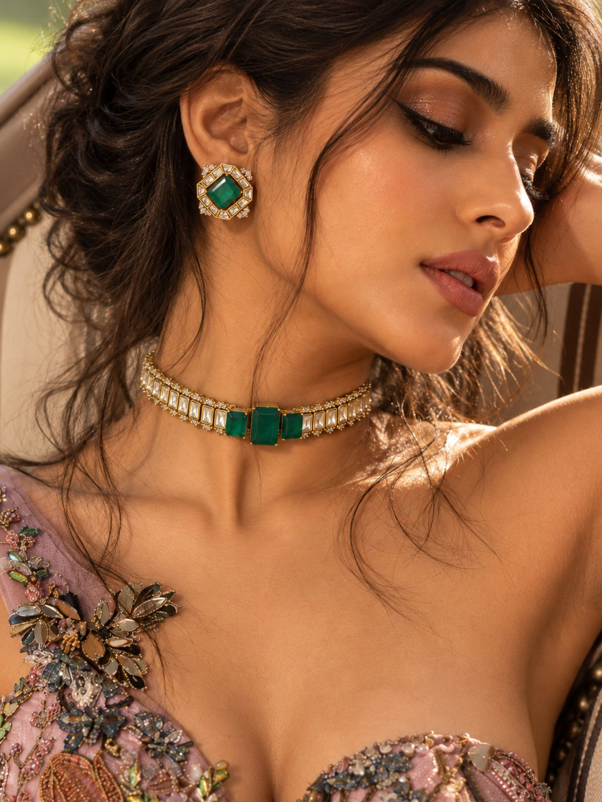 Kundan Stone Choker Necklace Set Gold Plated | Abdesigns Jewellery