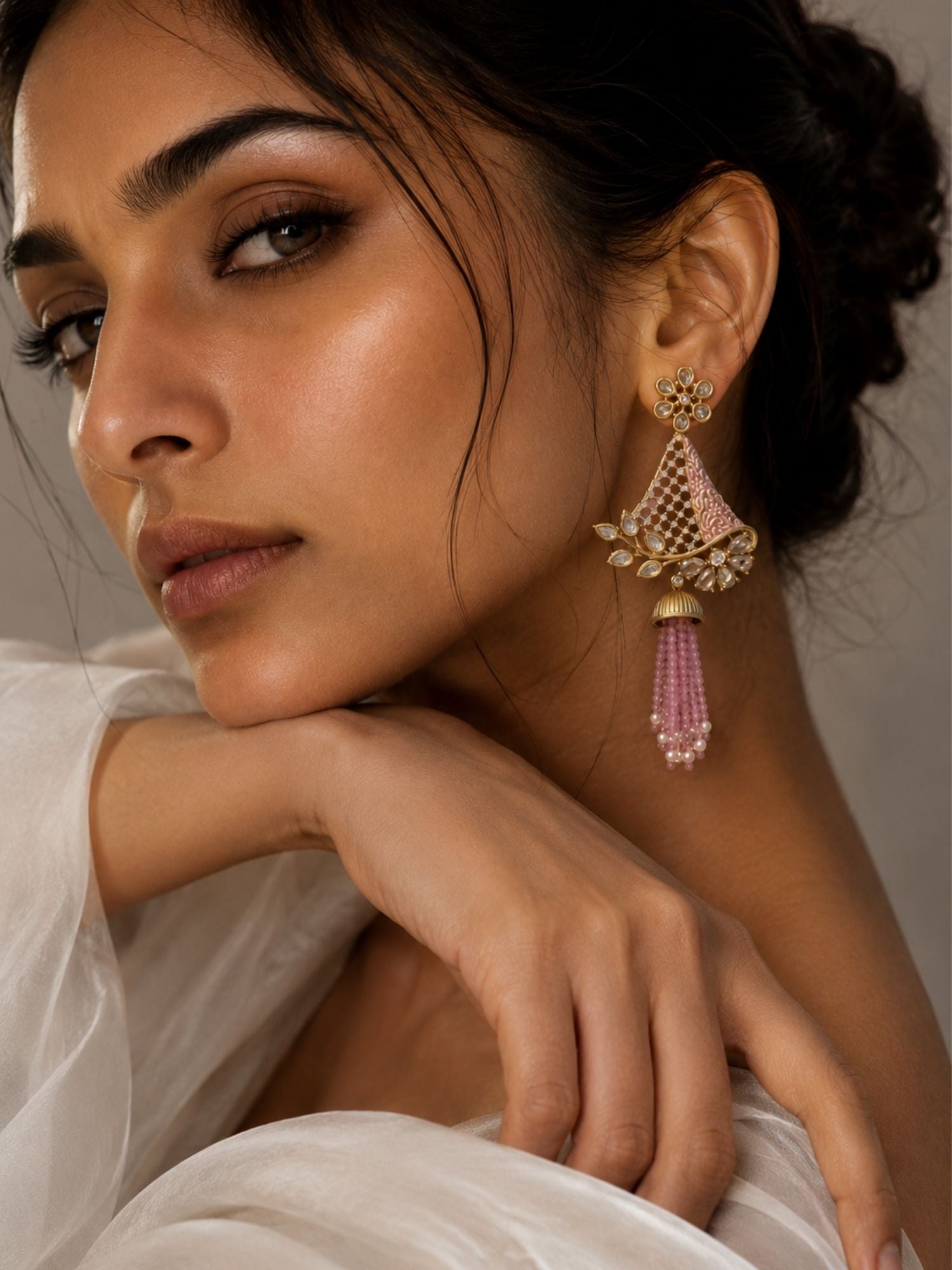 Tassel Kundan Earrings in Gold Finish – Festive Wear | Abdesigns Jewellery