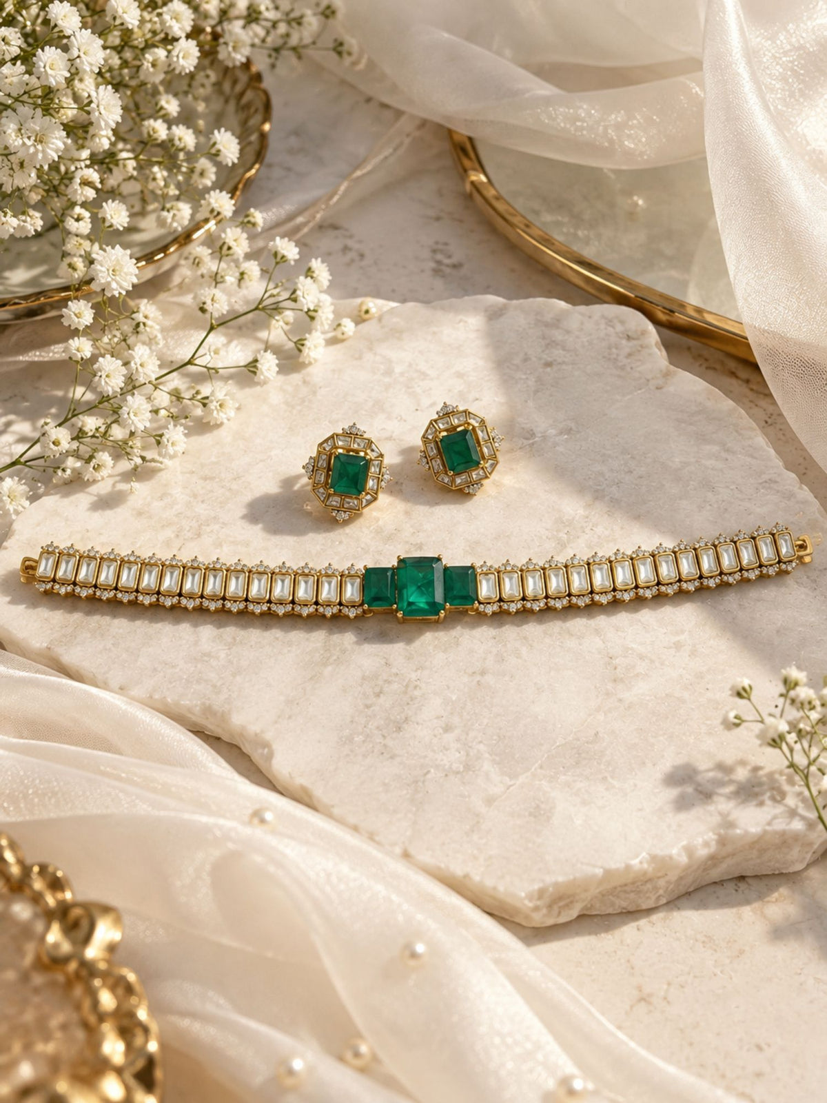 Kundan Stone Choker Necklace Set Gold Plated | Abdesigns Jewellery