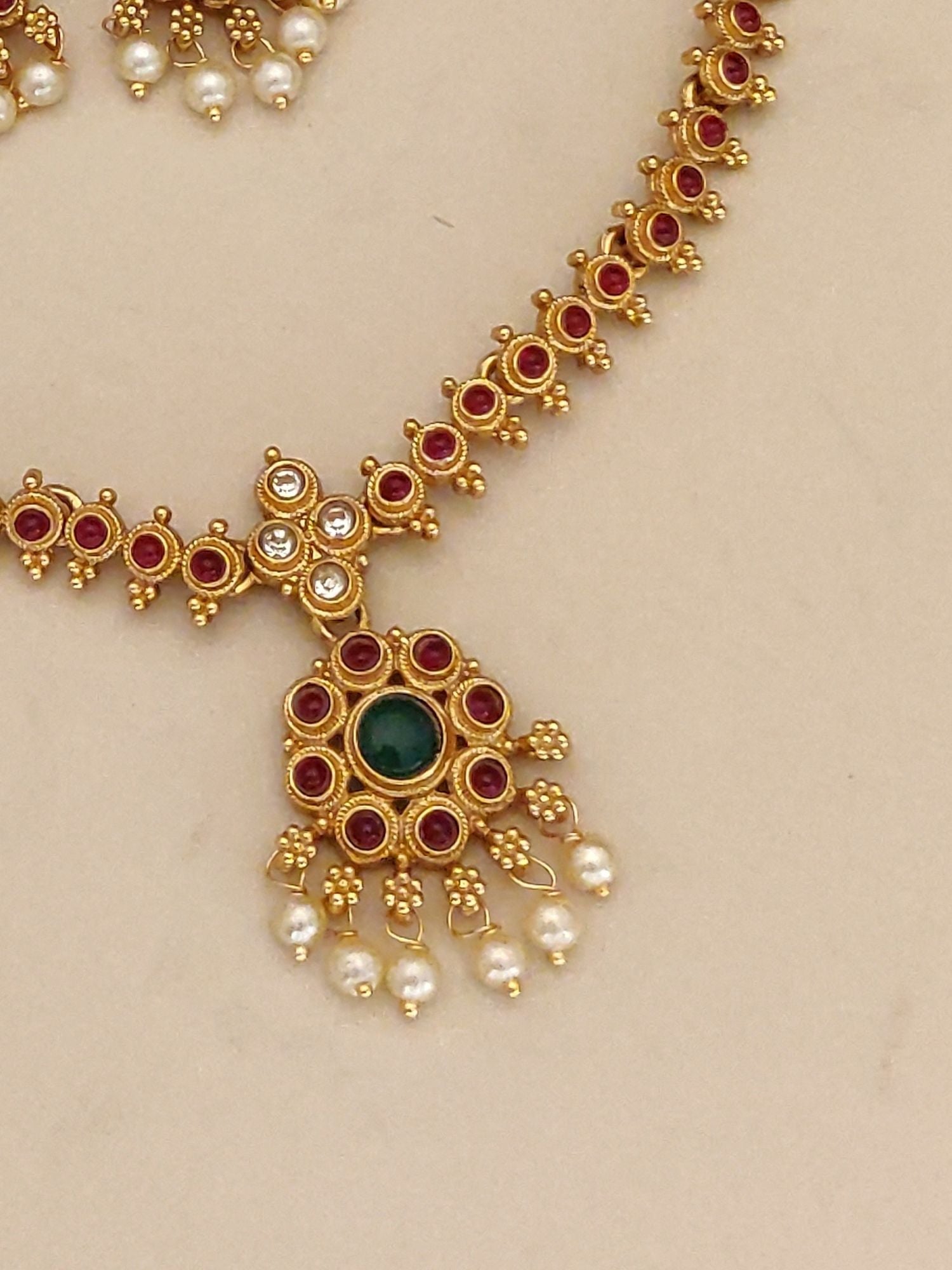 Abdesigns Gold Plated Kempstone Necklace Set