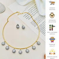 Thumbnail for American Diamond Statement Gold Plated Hasli Necklace Set