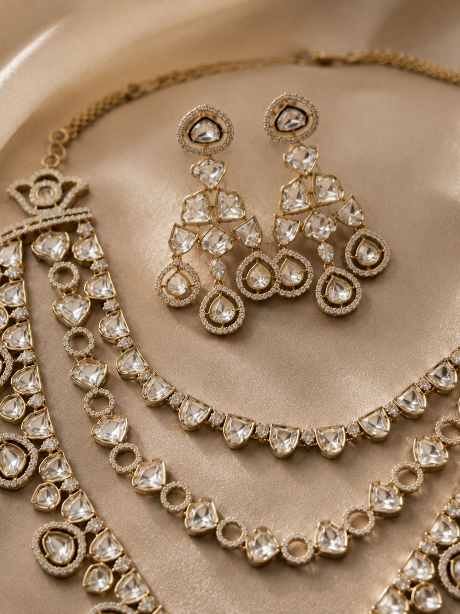 Victorian Polki Necklace Set in Gold Plating – Bridal | Abdesigns