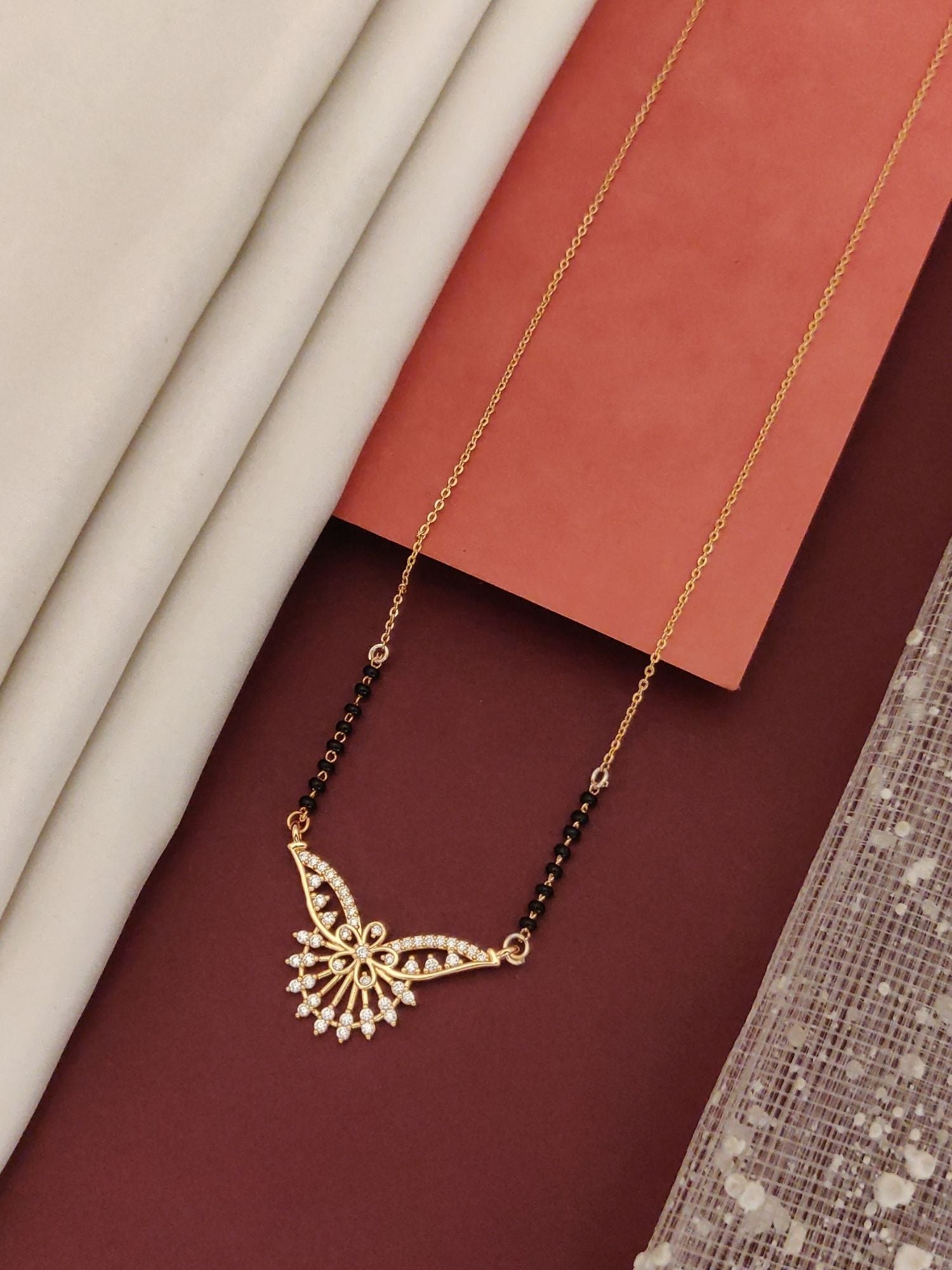 Abdesigns RoseGold Plated American Diamond Mangalsutra