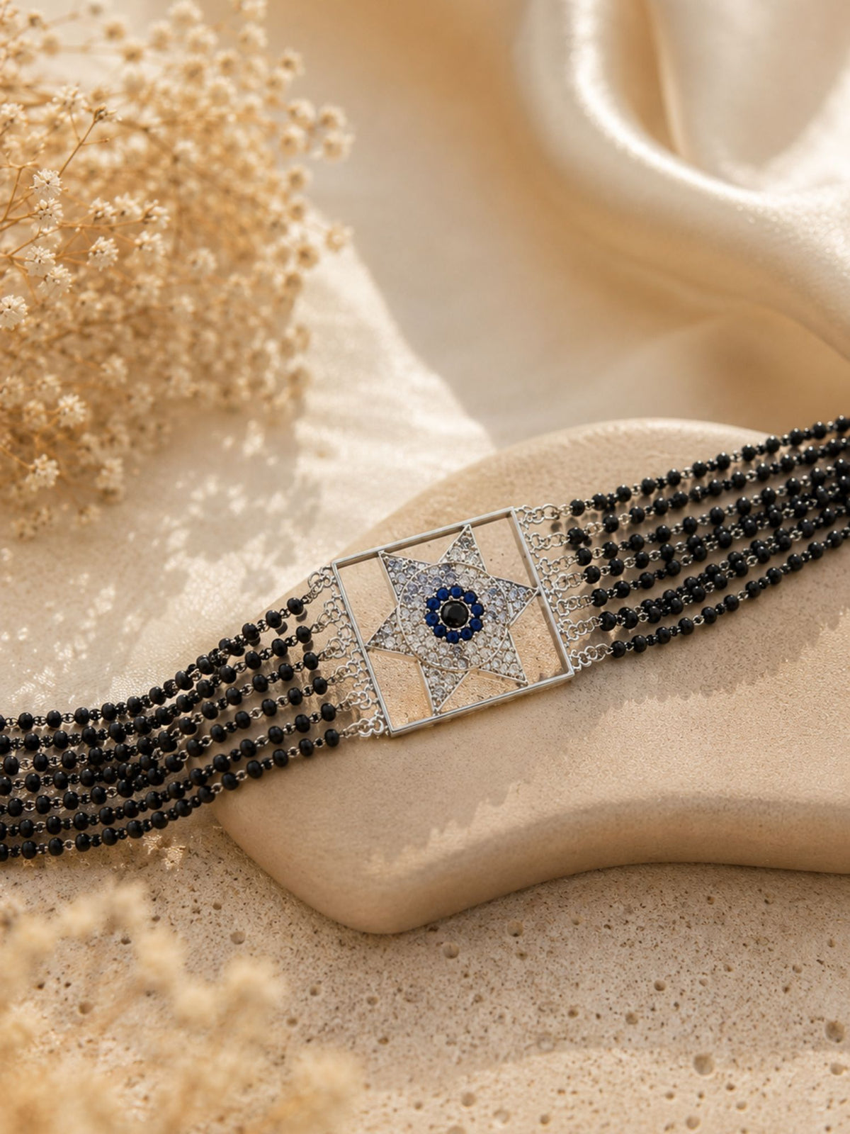 Evil Eye Mangalsutra Choker and Bracelet Combo - Gold or Silver
