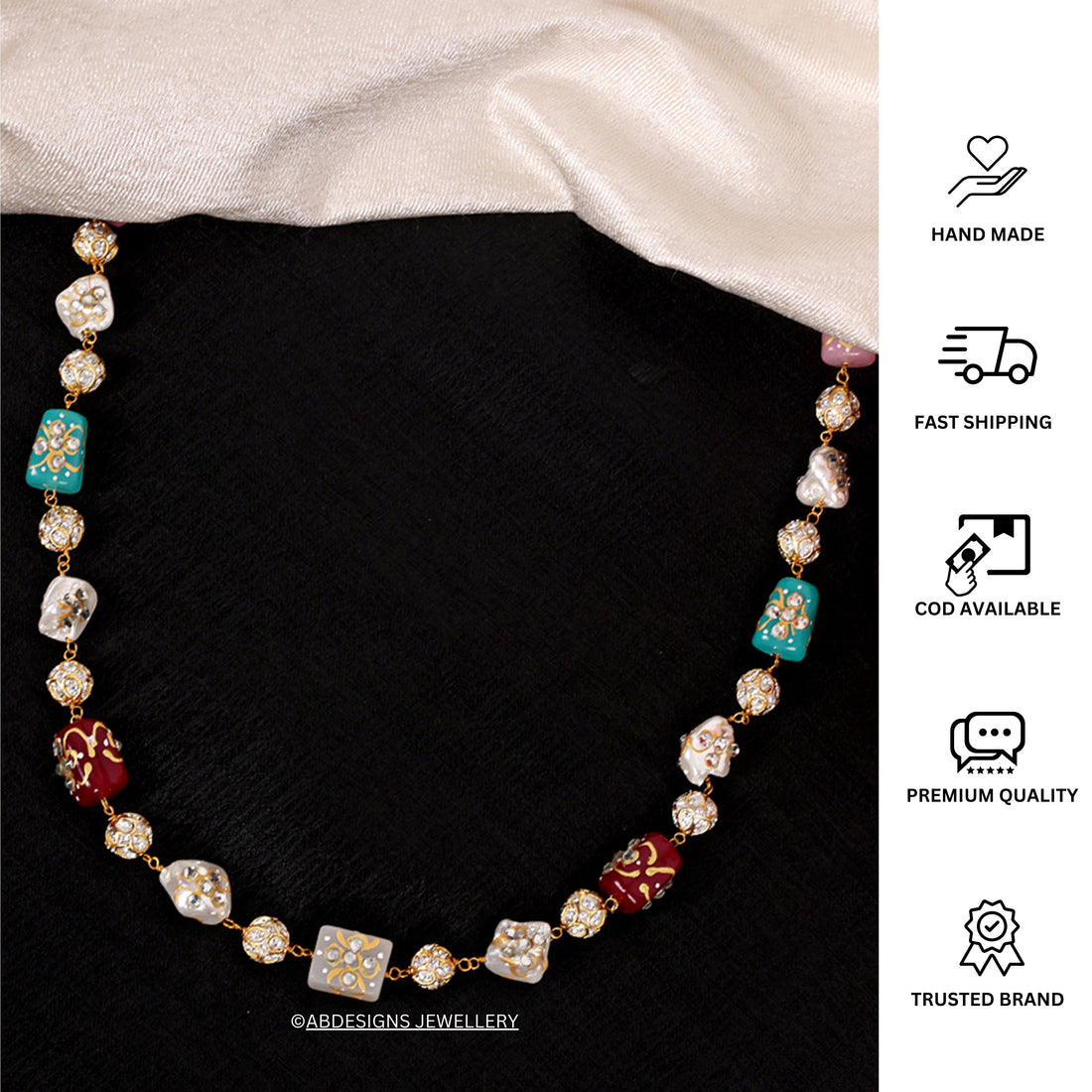 Golden Baroque Beads Pearls Jewellery Mala - Abdesignsjewellery