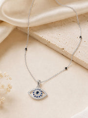 Silver Plated Evil Eye Mangalsutra for Women with Black Beads
