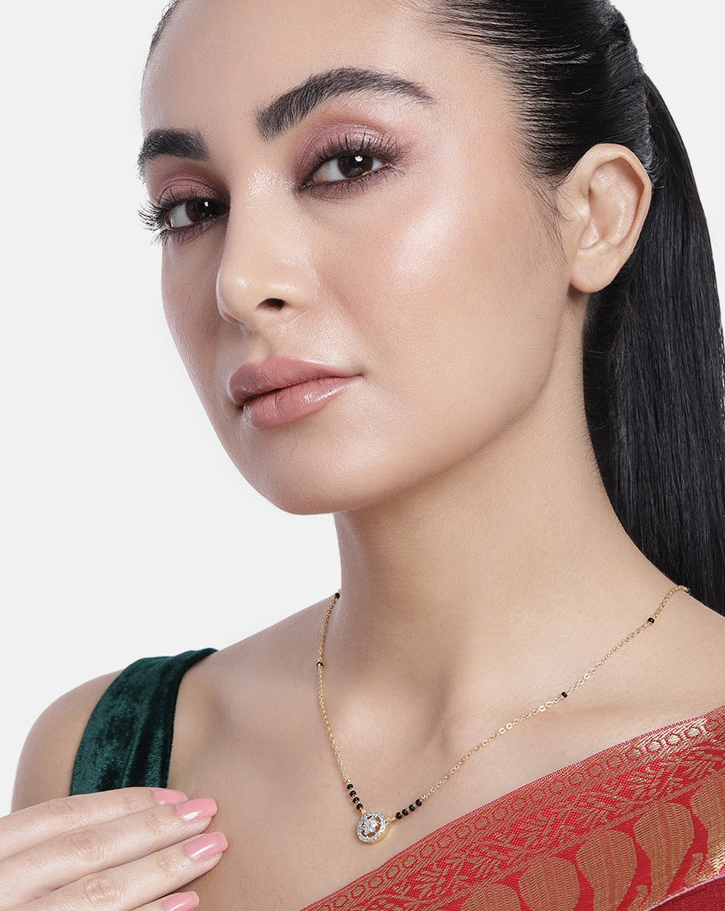 Versatile Gold Plated Round American Diamond Mangalsutra - mangalsutra by Abdesigns Jewellery