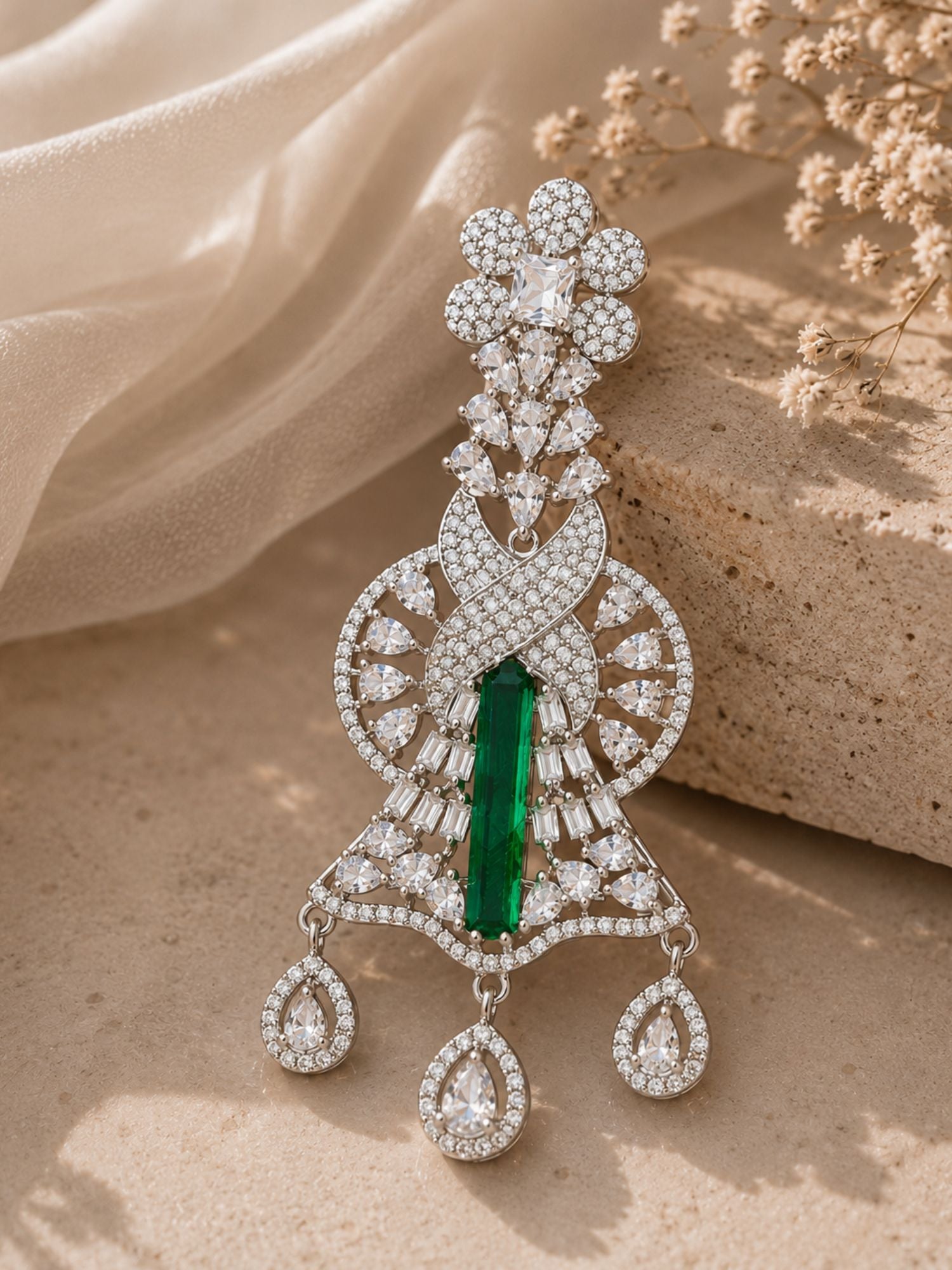 Emerald CZ Statement Earrings | Abdesigns