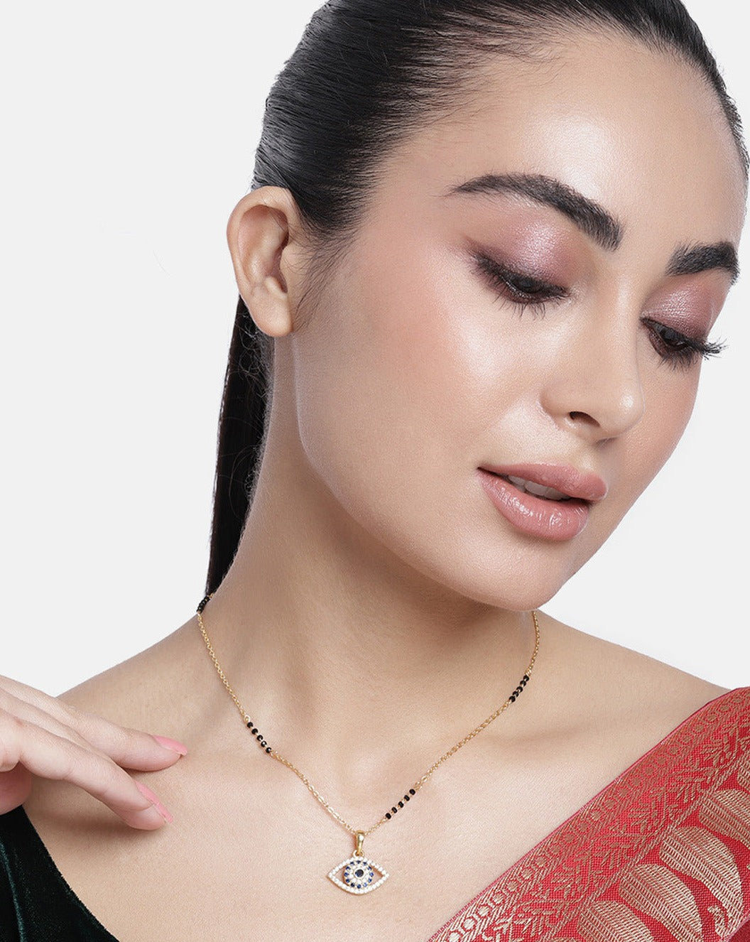 Beautiful Sparkling Gold Plated Evil Eye Mangalsutra