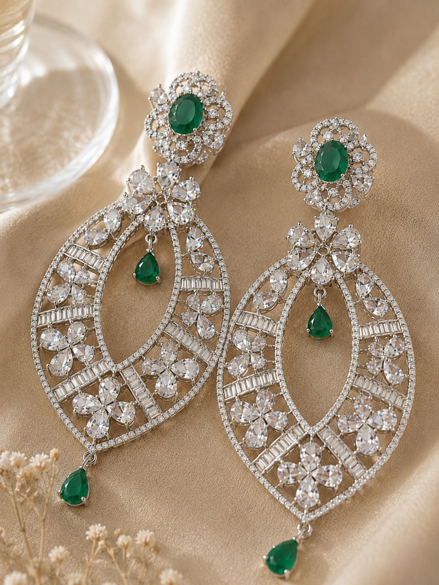 Crystal Floral Statement Earrings | Abdesigns