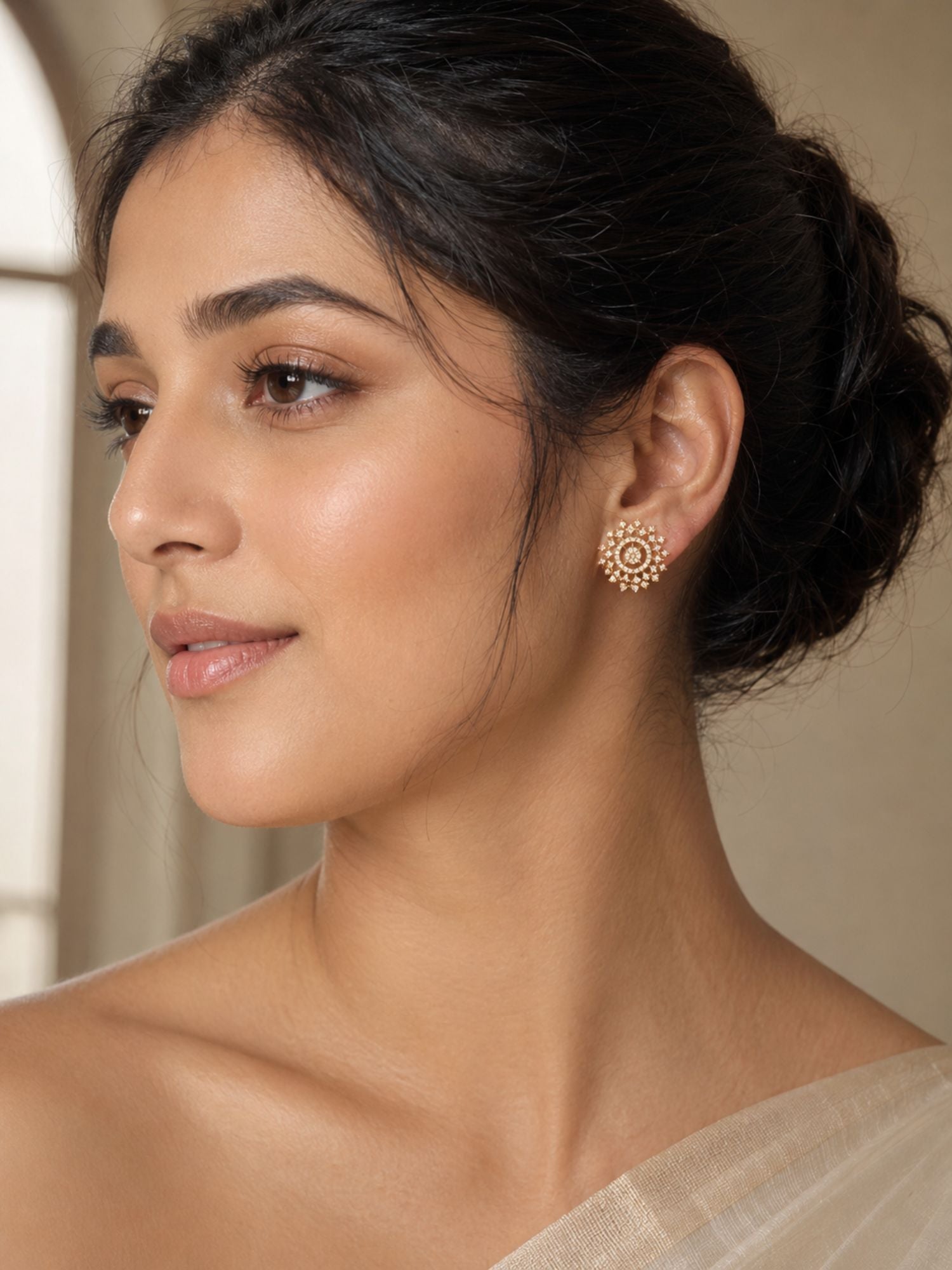 American Diamond Stud Earrings – Dual Finish | Abdesigns