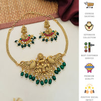 Thumbnail for Temple Antique Gold Plated Matt Finish Necklace Set