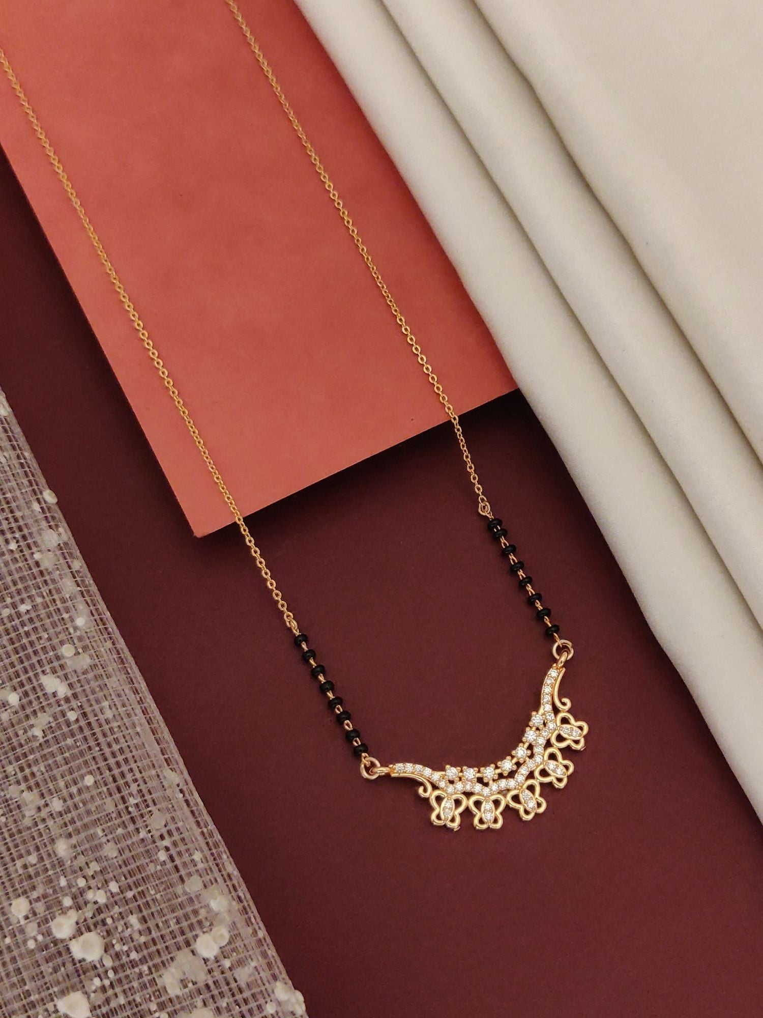 Abdesigns RoseGold Plated American Diamond Mangalsutra