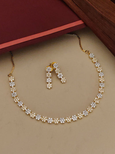Abdesigns Floral American Diamond Necklace Set