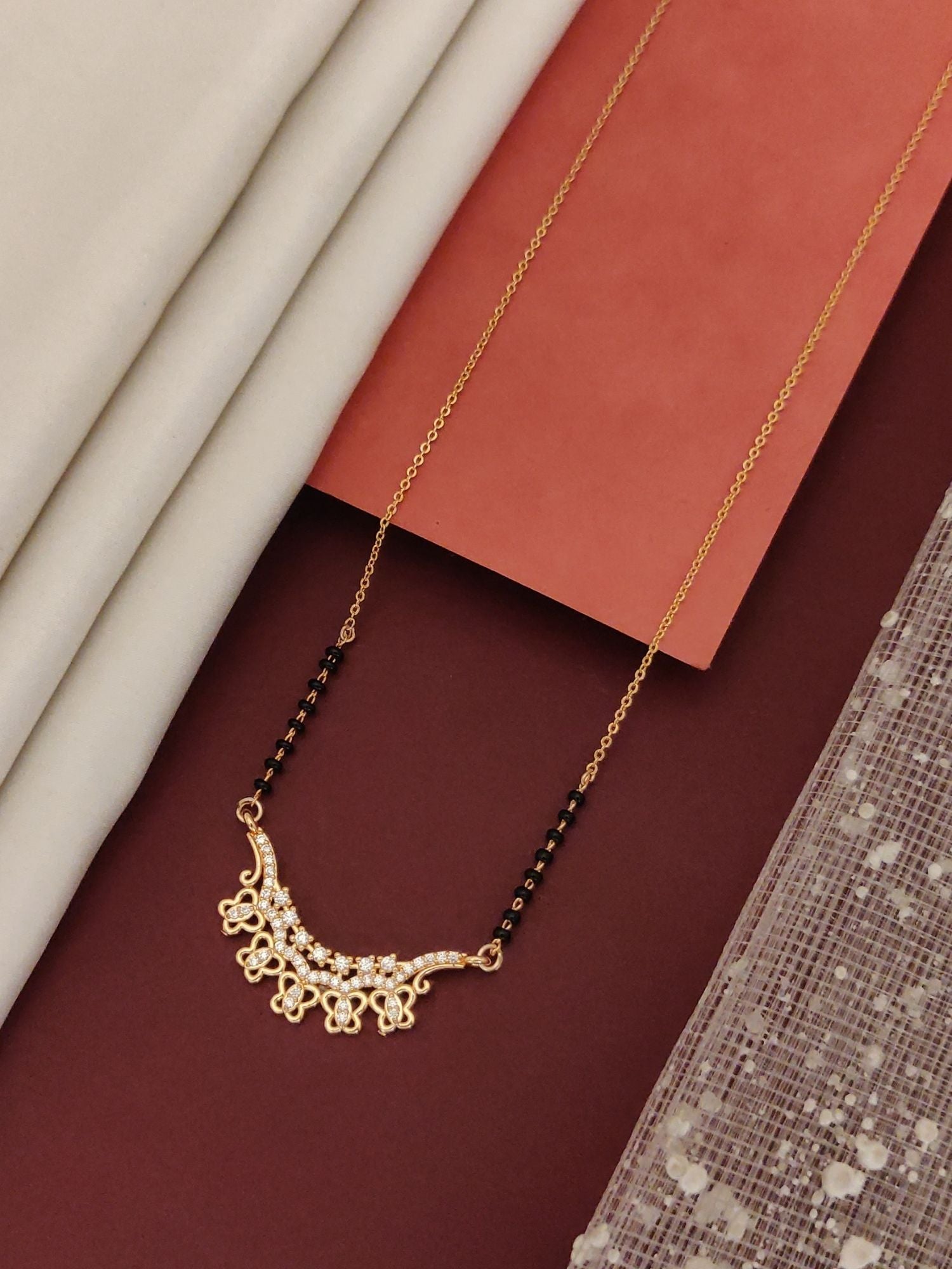 Abdesigns RoseGold Plated American Diamond Mangalsutra