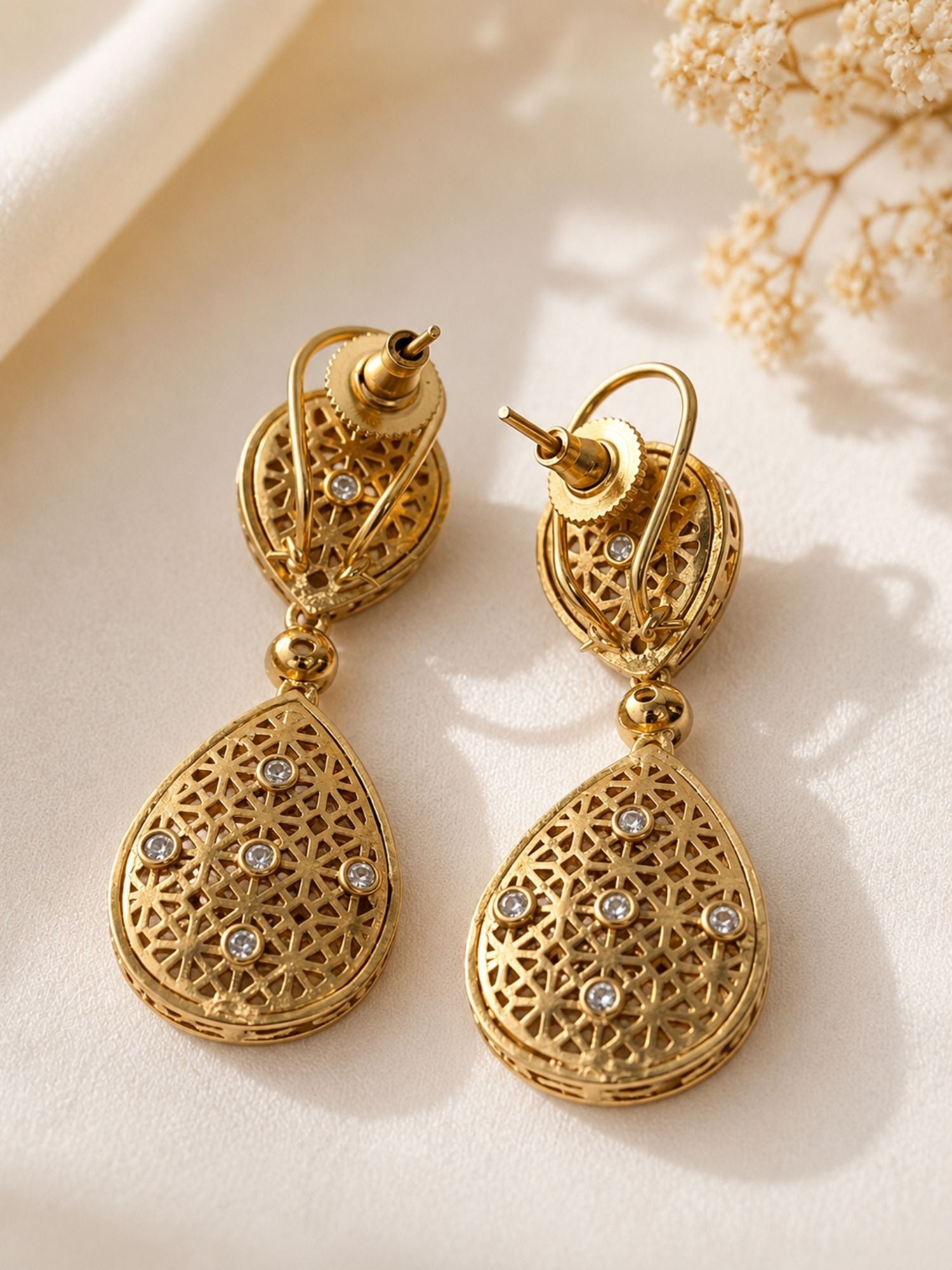 Contemporary Polki Kundan Earrings in Gold Tone  | Abdesigns